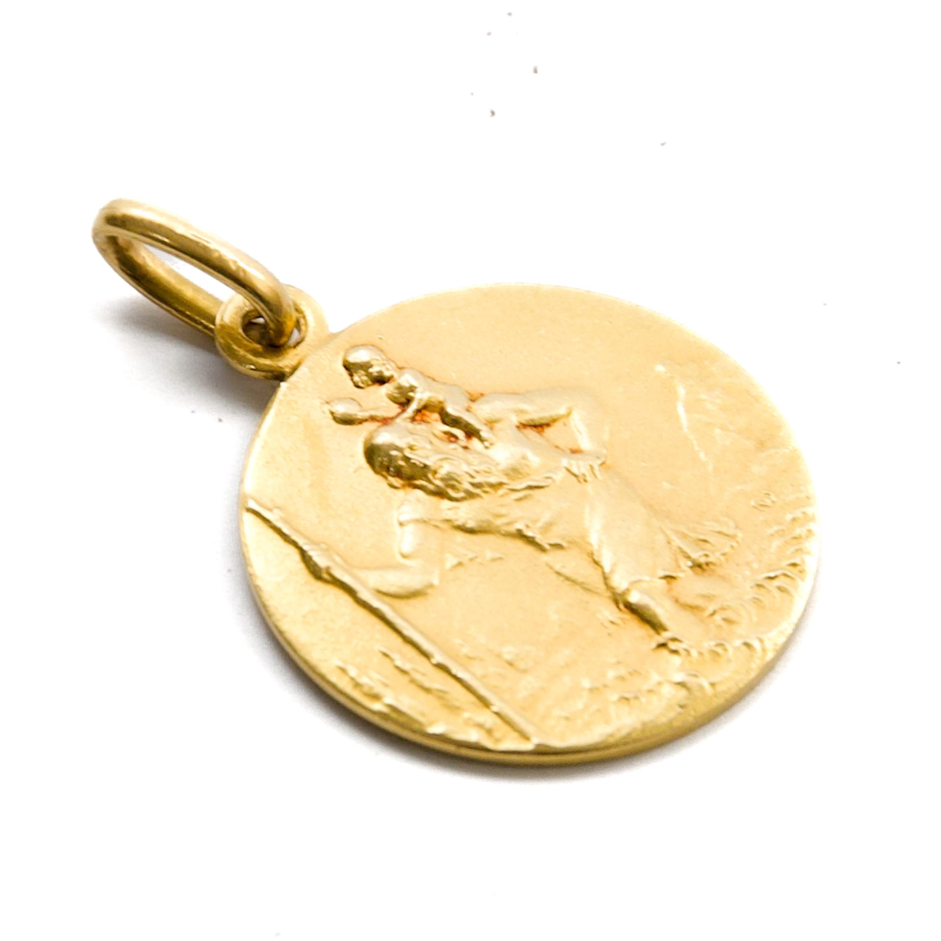 da uomo o donna Antico ciondolo di San Cristoforo in oro 18 carati del XIX secolo in vendita