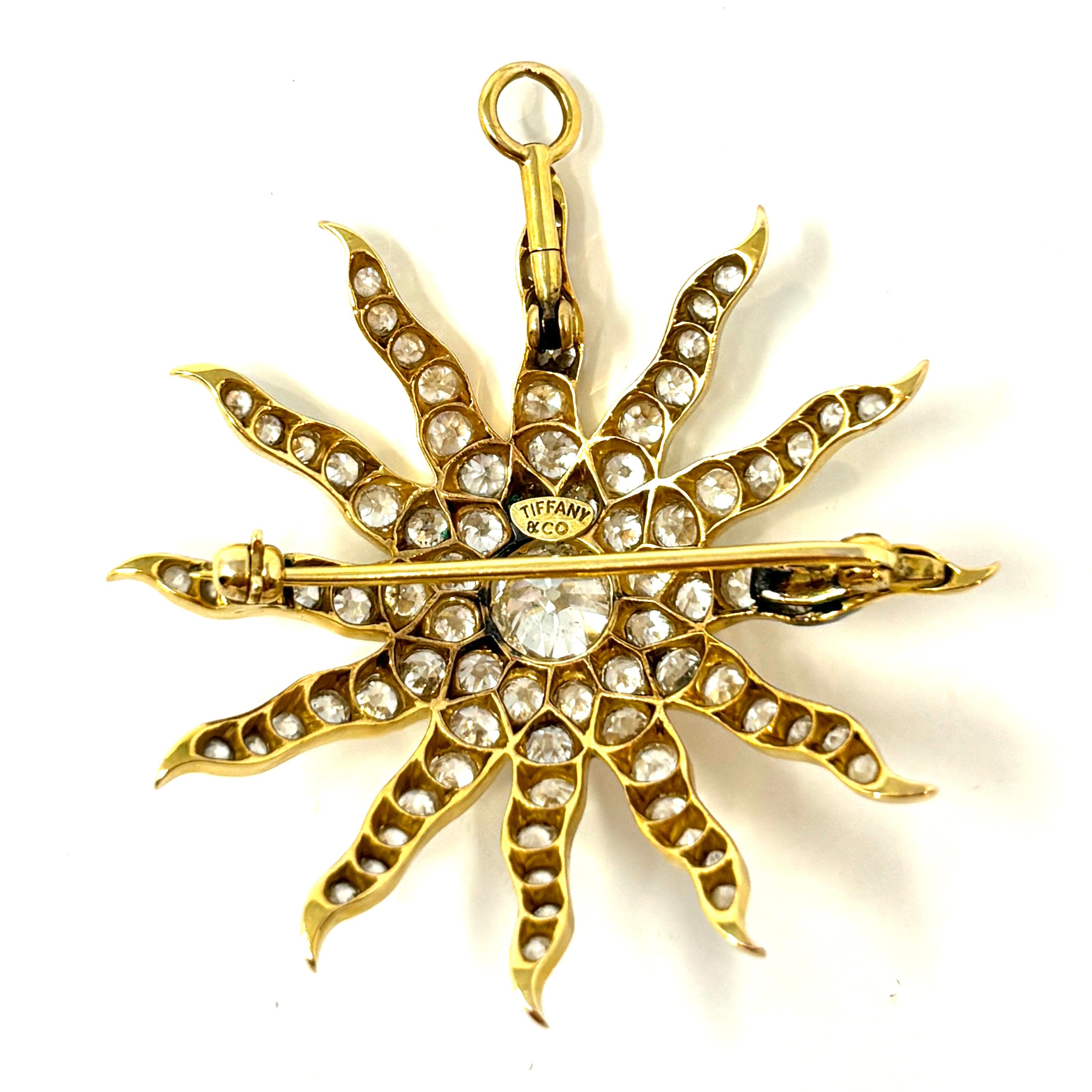 Women's or Men's Antique 19th Century 18K Gold Tiffany & Co. Starburst Pin For Sale