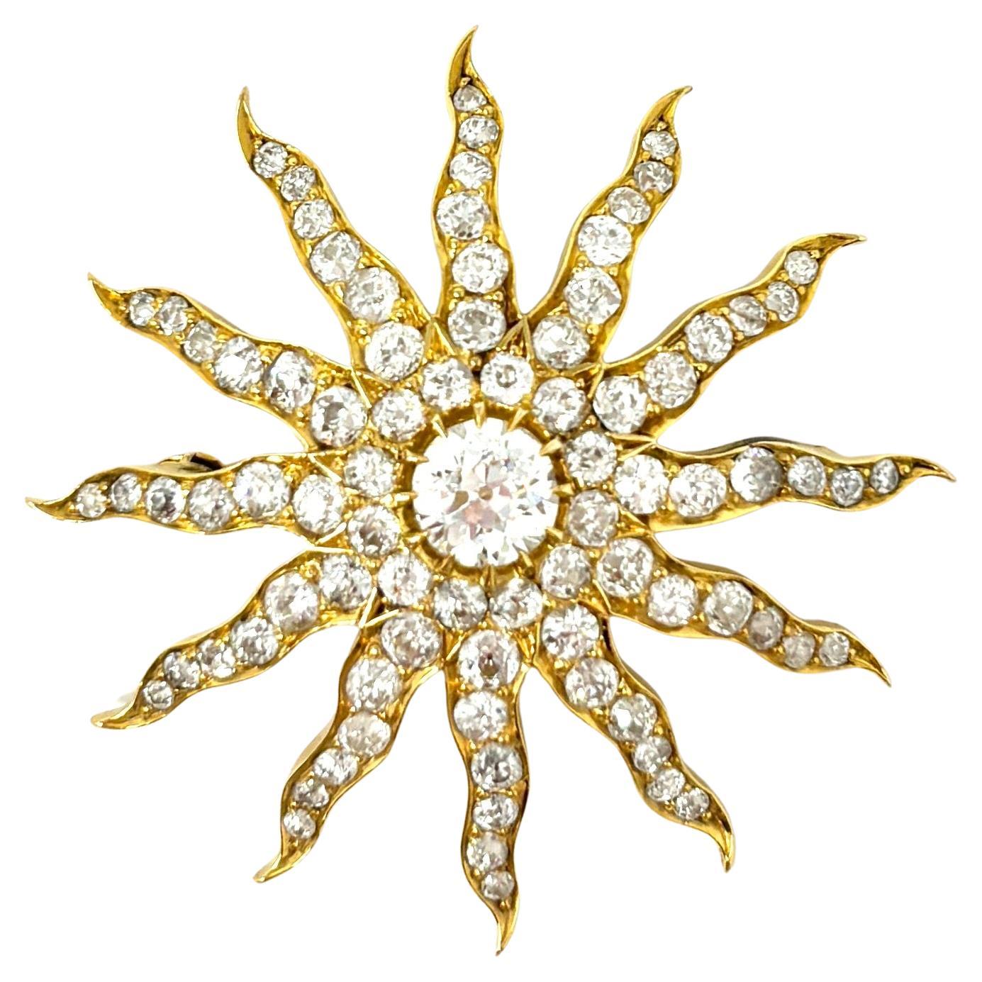 Antique 19th Century 18K Gold Tiffany & Co. Starburst Pin For Sale