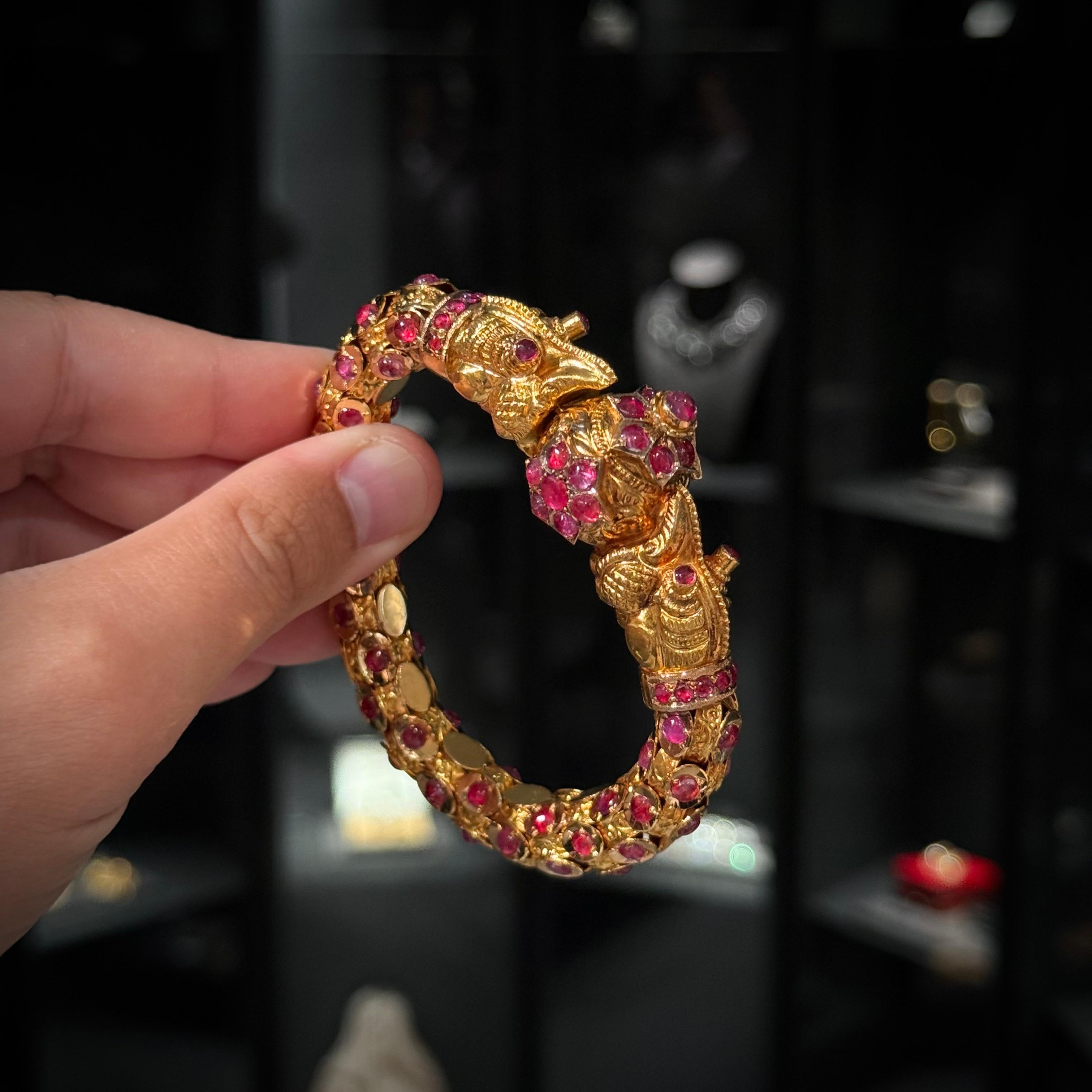 Antique 19th Century 20 Carat Ruby Chimera Bracelet Rose Gold Victorian 9