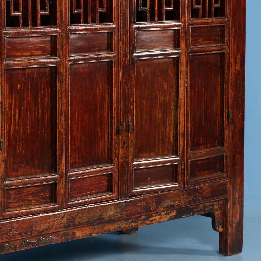 Antique 19th Century 6-Door Red Lacquered Cabinet from Shanxi China 2