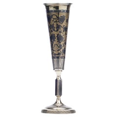 Antique 19th Century 875, '84 Zolotniki' Silver, Gilt Niello Kiddush Cup Flute 