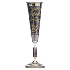 Antique 19th Century 875, '84 Zolotniki' Silver, Gilt Niello Kiddush Cup Flute