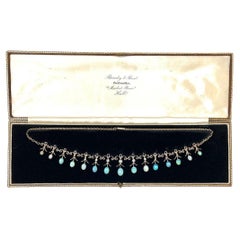 Collier ancien du 19ème siècle en or 9 carats, opale et diamants