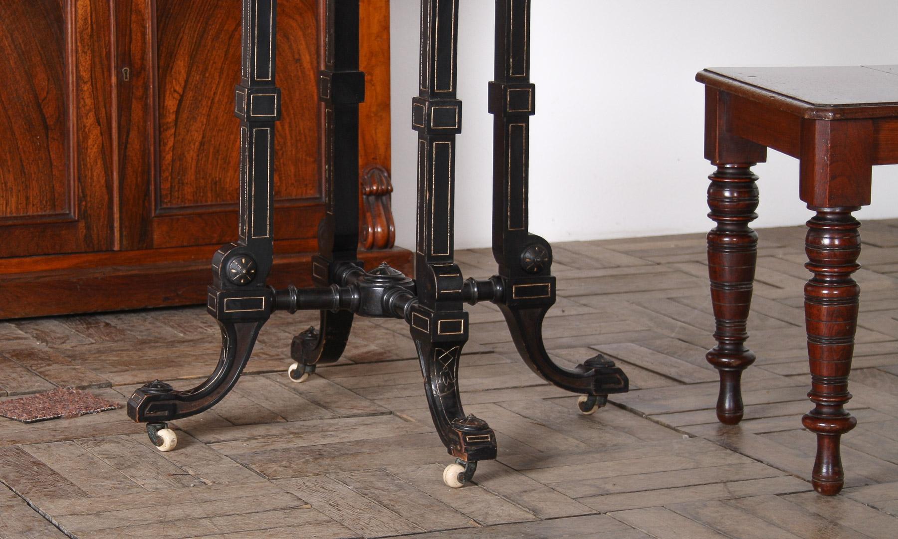 English Antique 19th Century Aesthetic Movement Ebonised Side Table or Window Table For Sale