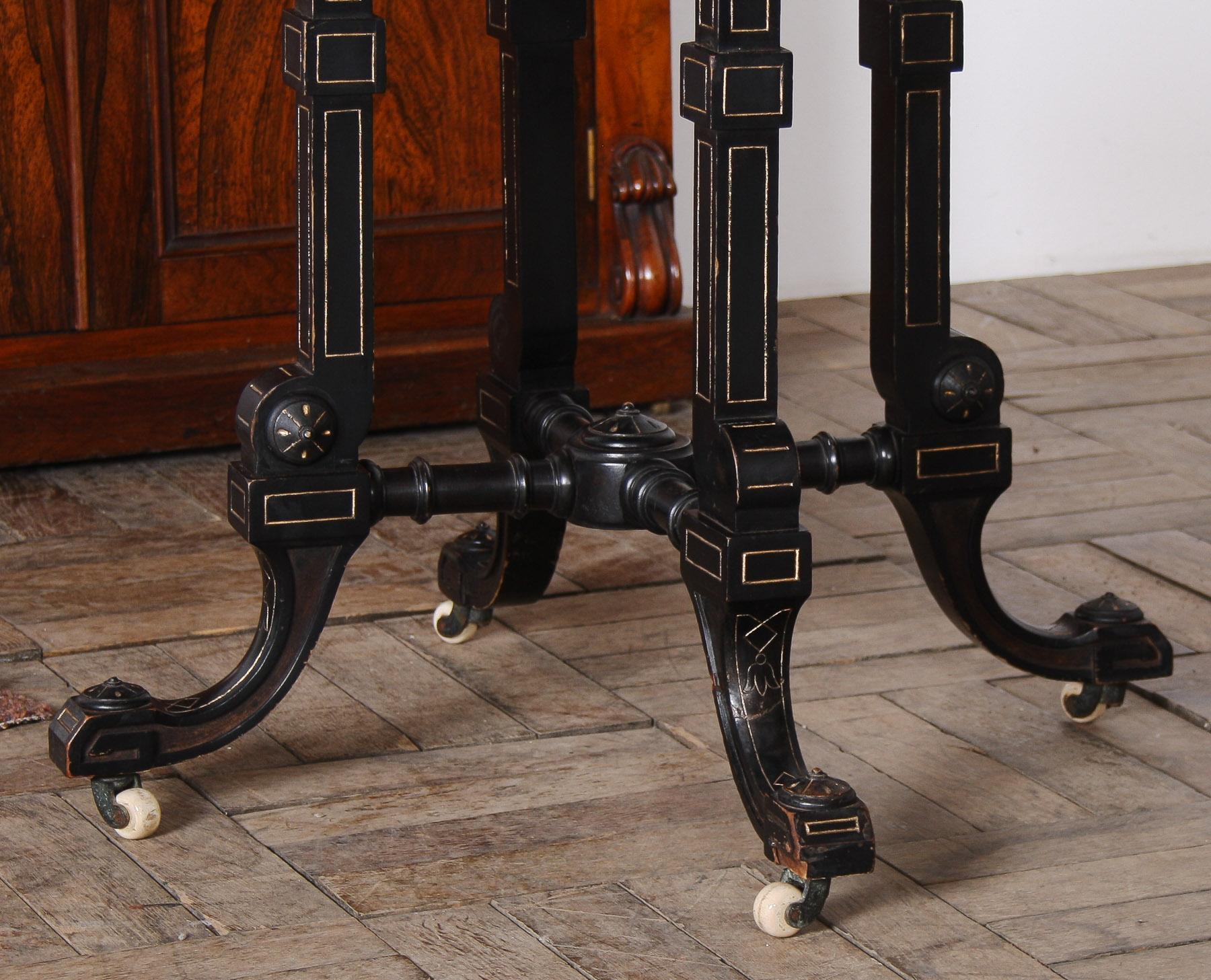 Hand-Crafted Antique 19th Century Aesthetic Movement Ebonised Side Table or Window Table For Sale