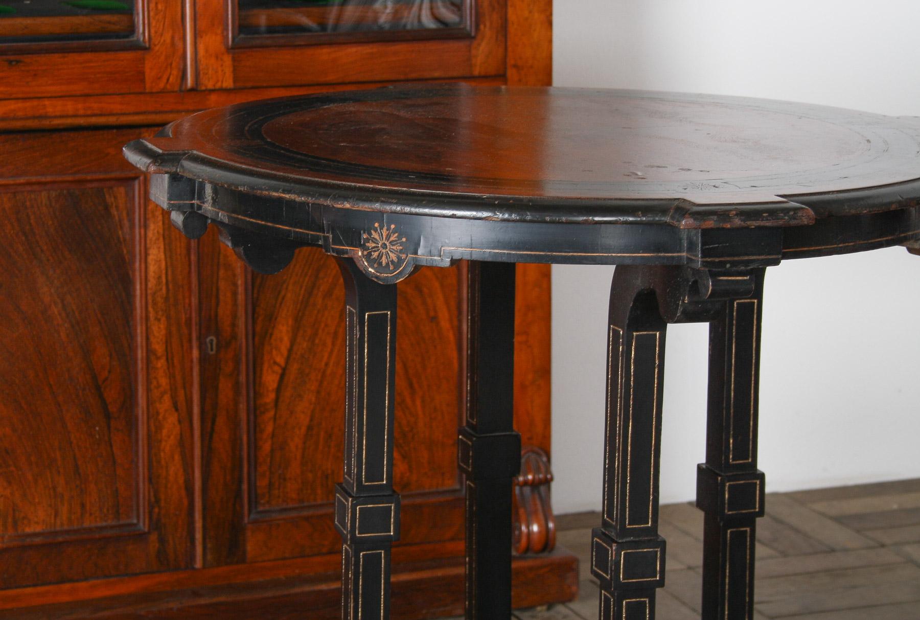 Antique 19th Century Aesthetic Movement Ebonised Side Table or Window Table In Good Condition For Sale In Llanbrynmair, GB