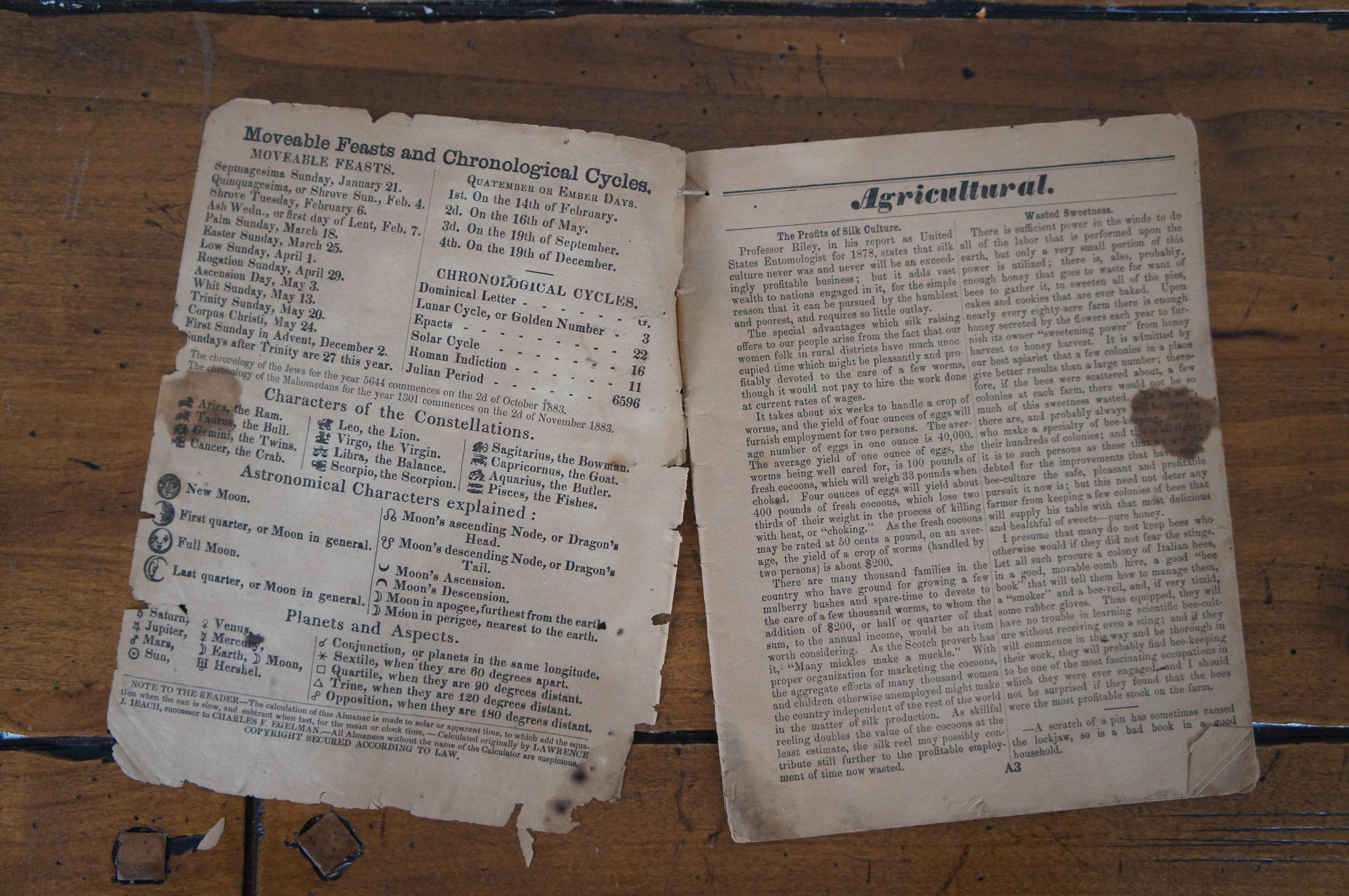 Ancien journal de l'Agriculture du 19e siècle, Almanacs et Souvenirs en vente 4