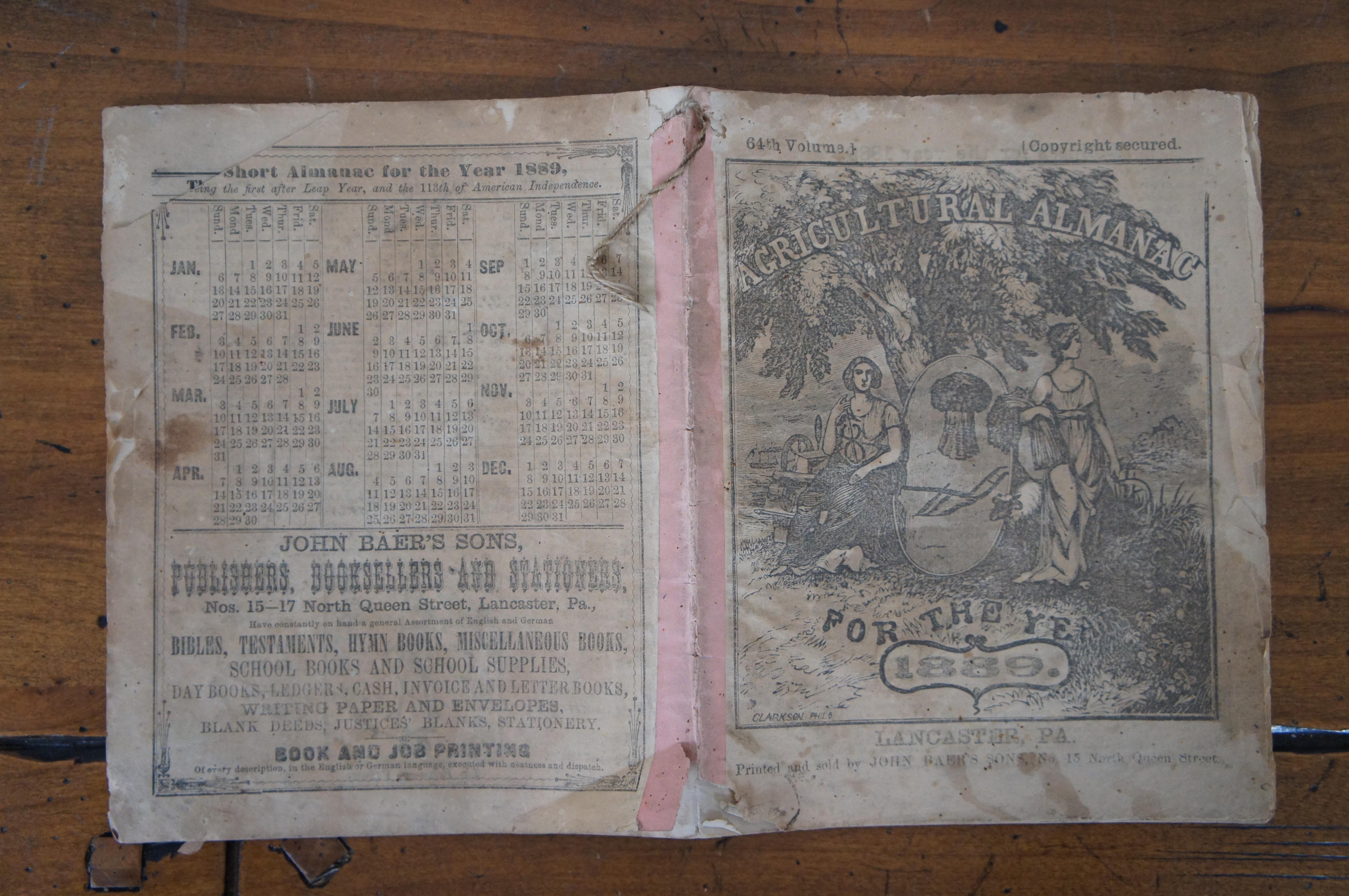 Antique 19th Century Agriculture Almanacs & Souvenir Newspaper Article For Sale 6