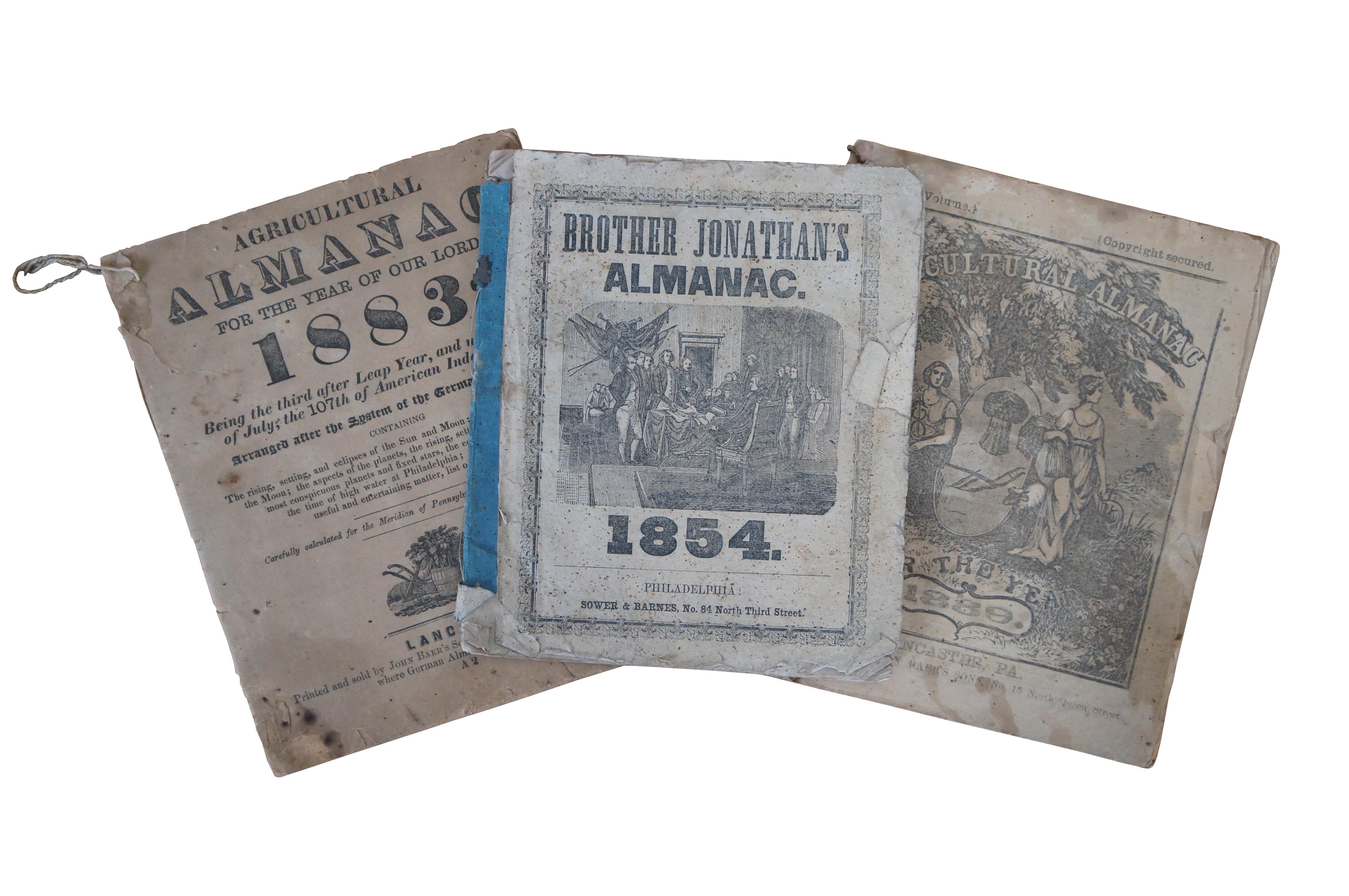 Brother Jonathan’s Almanac 1854 – Sower & Barnes, Philadelphia
Agricultural Almanac, for the Year of Our Lord 1883 – Printed and Sold by John Baer’s Sons, Lancaster
Agricultural Almanac for the Year 1889 – Printed and Sold by John Baer’s Sons,