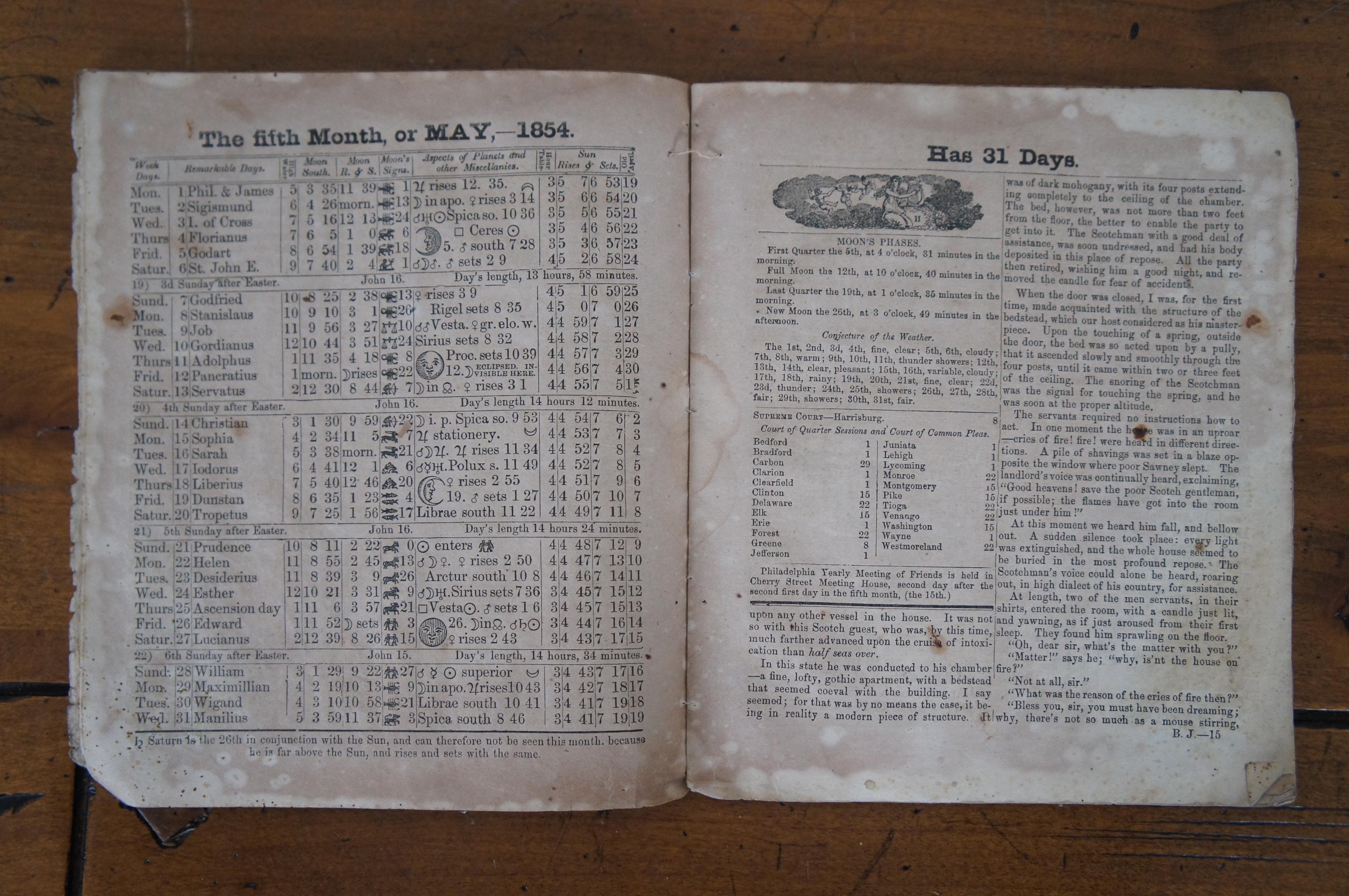 Antique 19th Century Agriculture Almanacs & Souvenir Newspaper Article For Sale 3