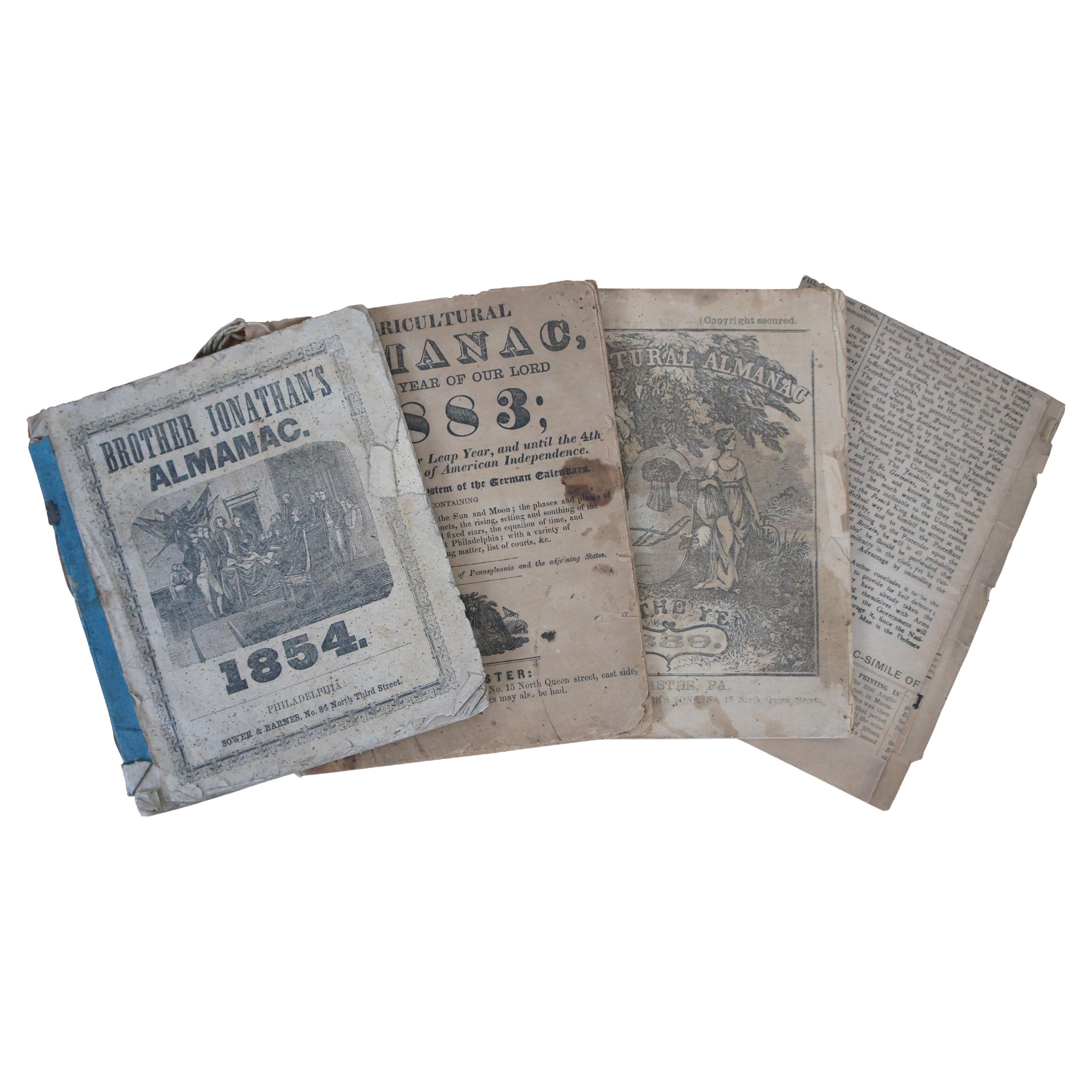 Antique 19th Century Agriculture Almanacs & Souvenir Newspaper Article For Sale