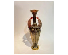 Antique 19th Century Alhambra Bohemian Ruby Red Glass Vase