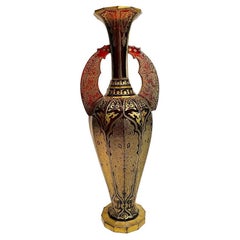Antique 19th Century Alhambra Bohemian Ruby Red Glass Vase