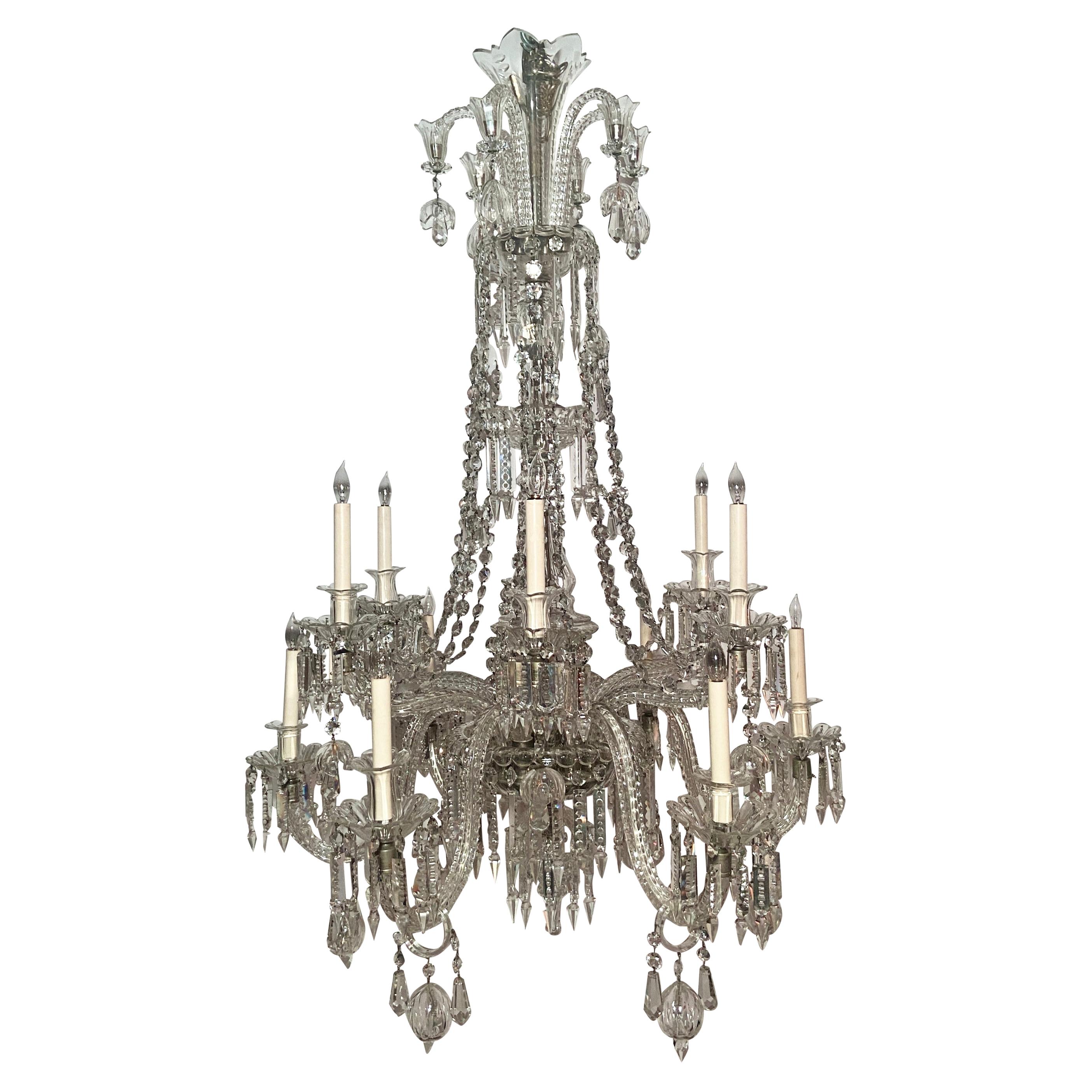 Magnificent Antique 19th Century All Lead Cut Crystal Chandelier. For Sale
