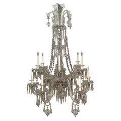 Antique 19th Century All Lead Crystal Chandelier
