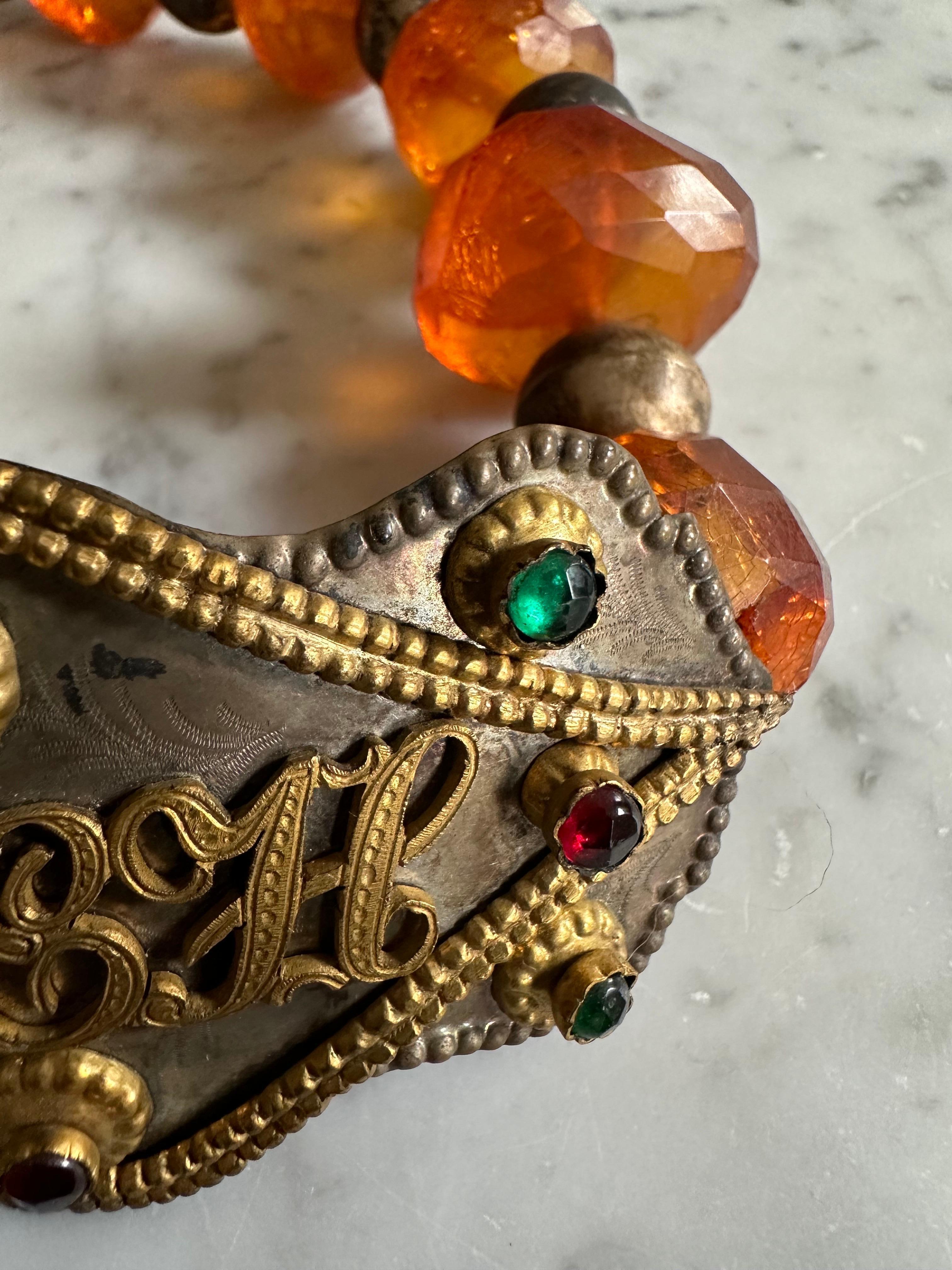Late 19th Century Antique 19th Century Amber and Silver Necklace from Bückeburg For Sale