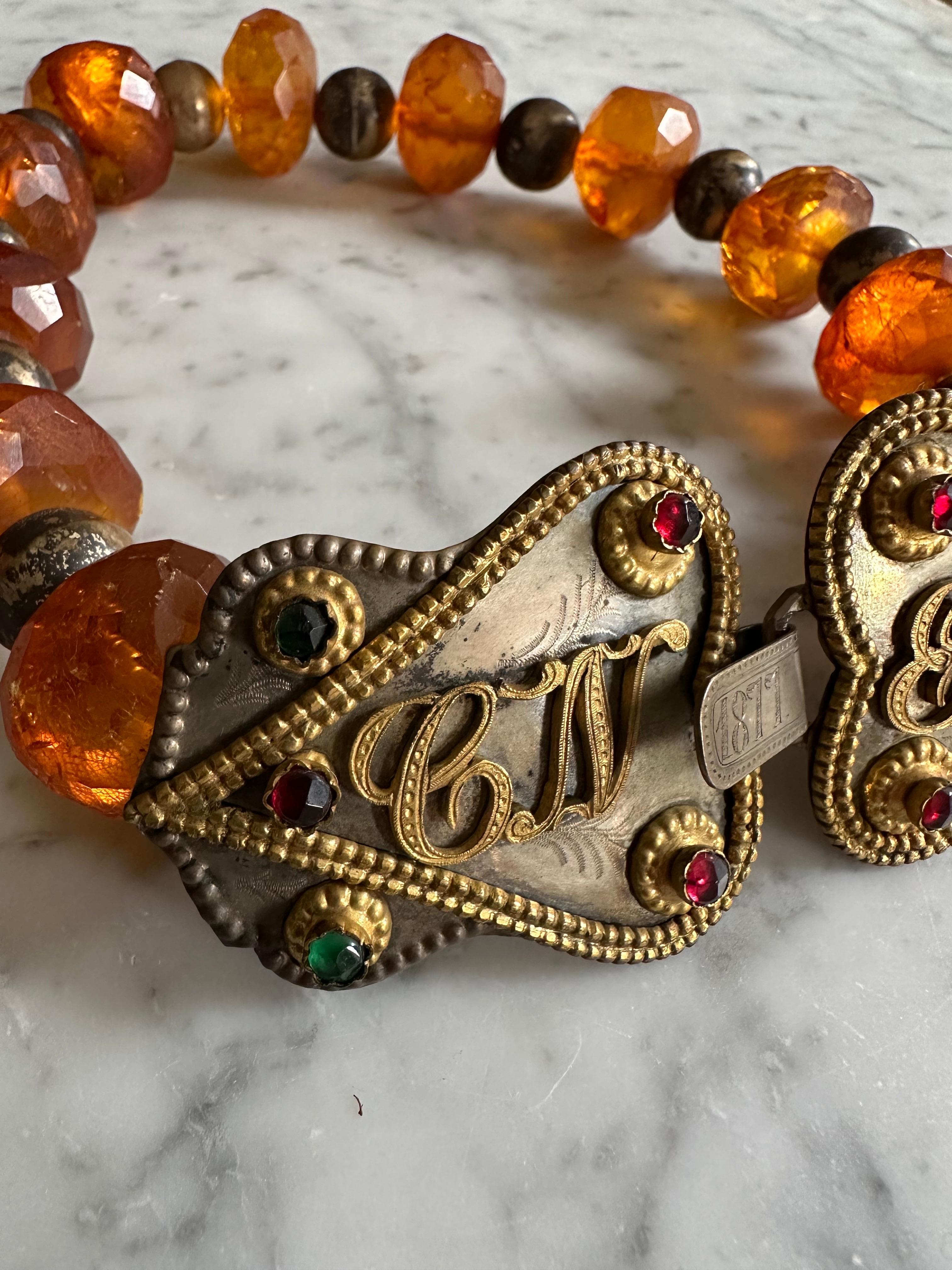 Antique 19th Century Amber and Silver Necklace from Bückeburg For Sale 3