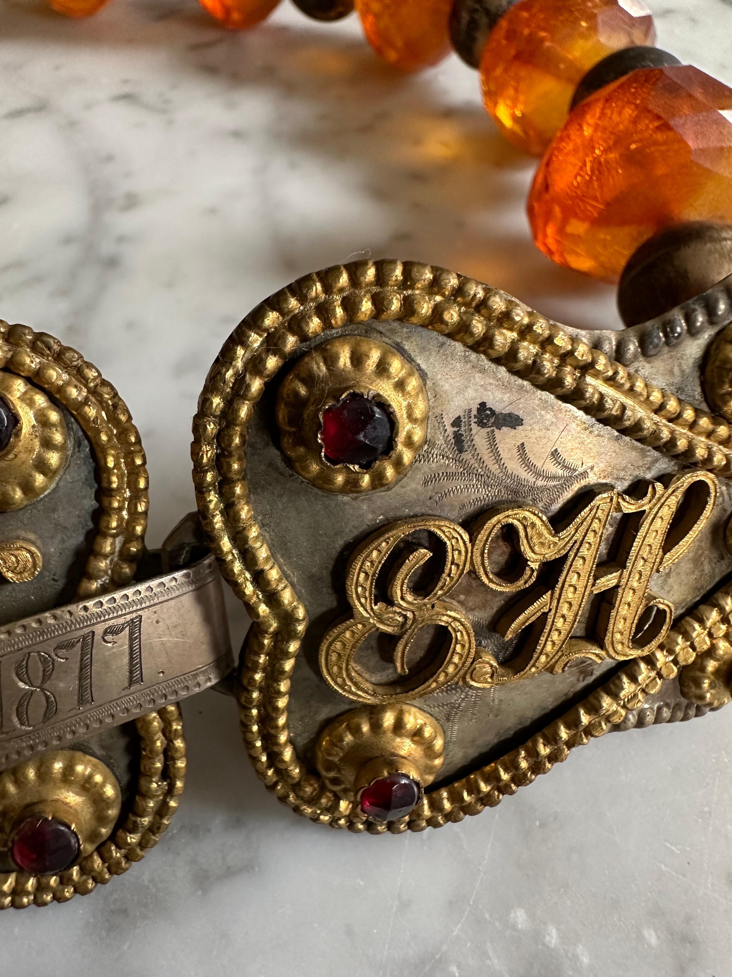 Antique 19th Century Amber and Silver Necklace from Bückeburg For Sale 4