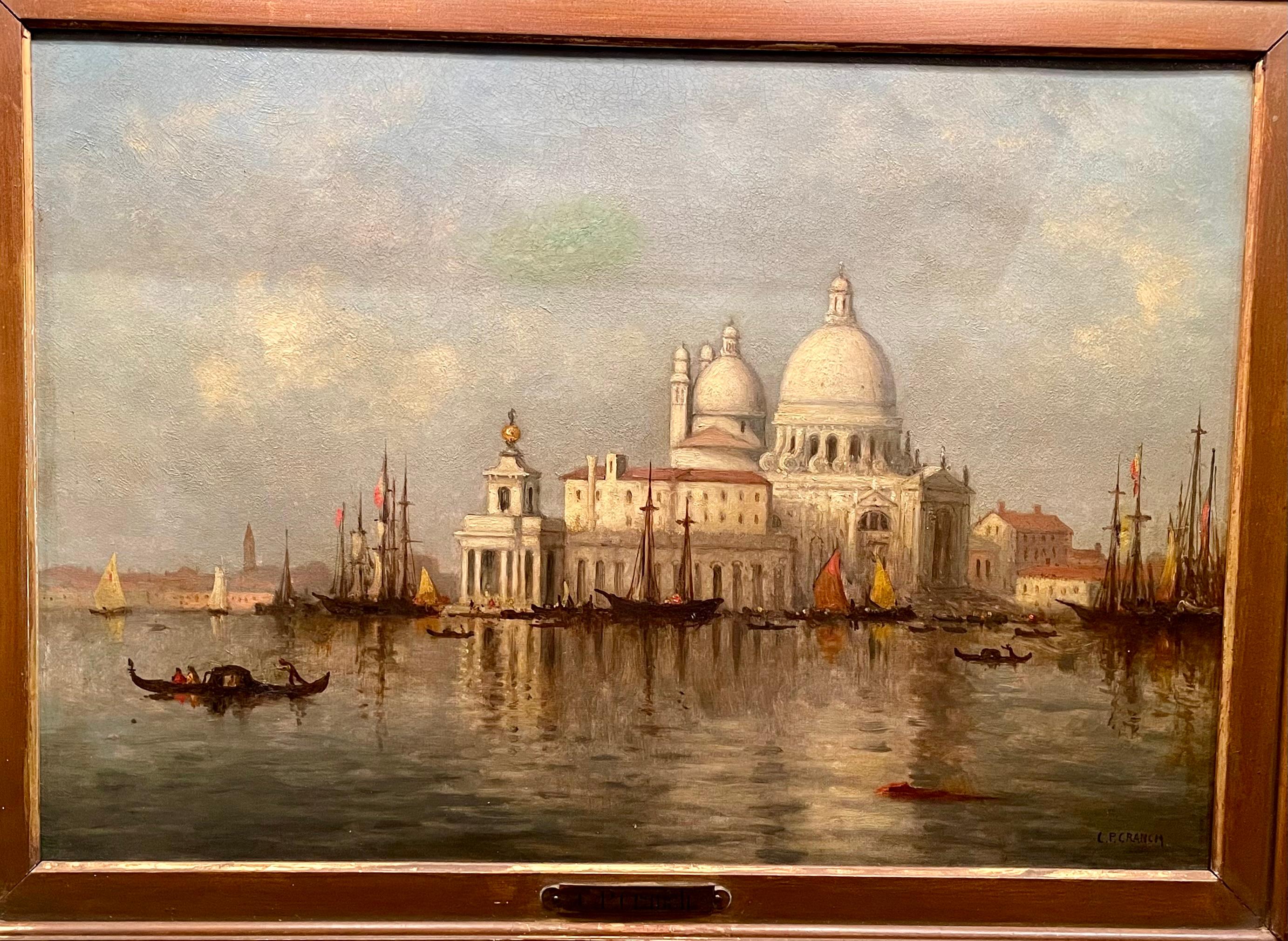 Américain Ancienne peinture à l'huile américaine du 19ème siècle, C. P. Cranch (1813-1892), représentant Venise. en vente