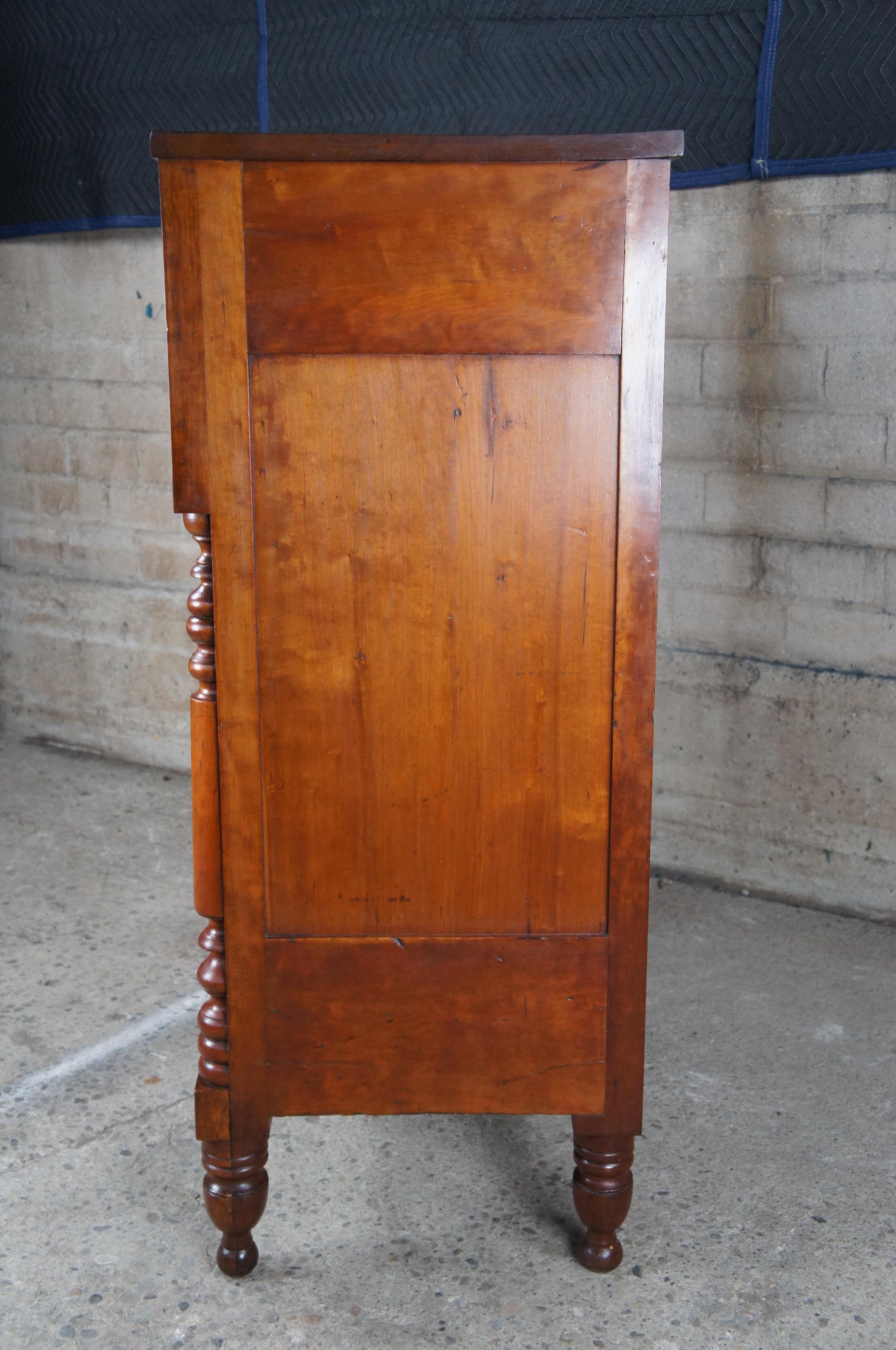 Antique 19th Century American Empire Cherry Tallboy Dresser Chest of Drawers 3