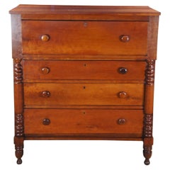 Antique 19th Century American Empire Cherry Tallboy Dresser Chest of Drawers