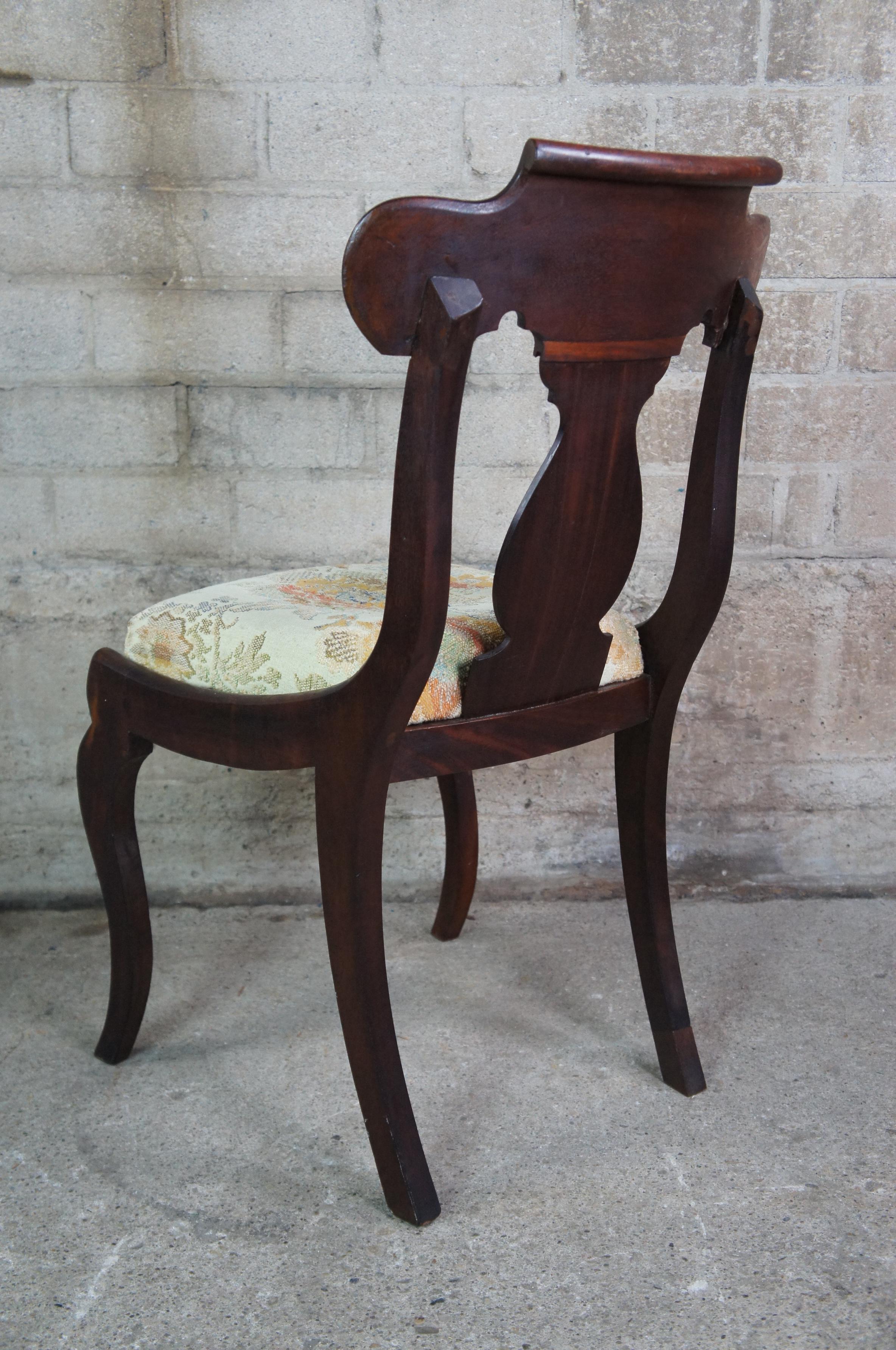 Antique 19th Century American Empire Flame Mahogany Parlor Vanity Dining Chair For Sale 3