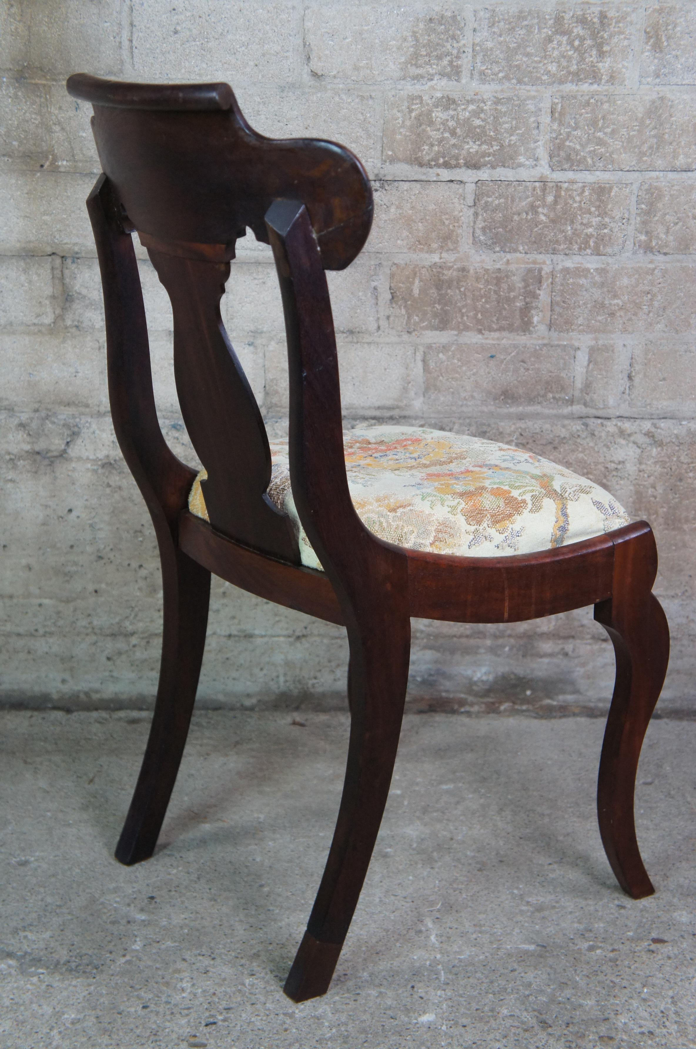 Antique 19th Century American Empire Flame Mahogany Parlor Vanity Dining Chair For Sale 5