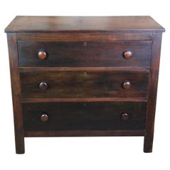 Antique 19th Century American Empire Walnut 3 Drawer Chest Dresser