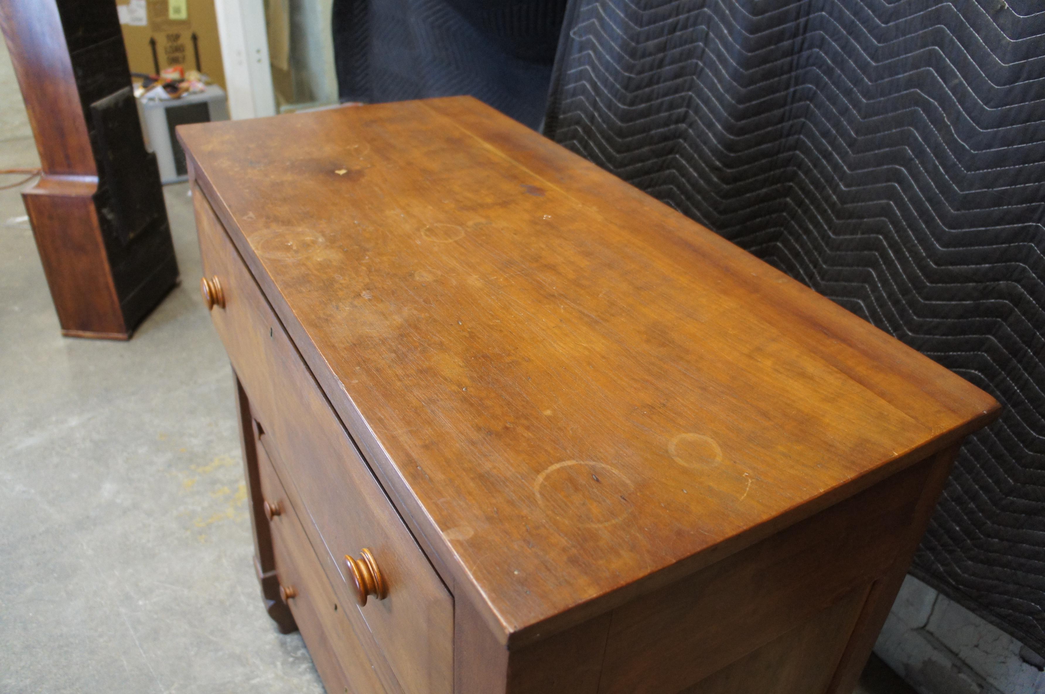 Antique 19th Century American Empire Walnut Tallboy Dresser Chest of Drawers 5