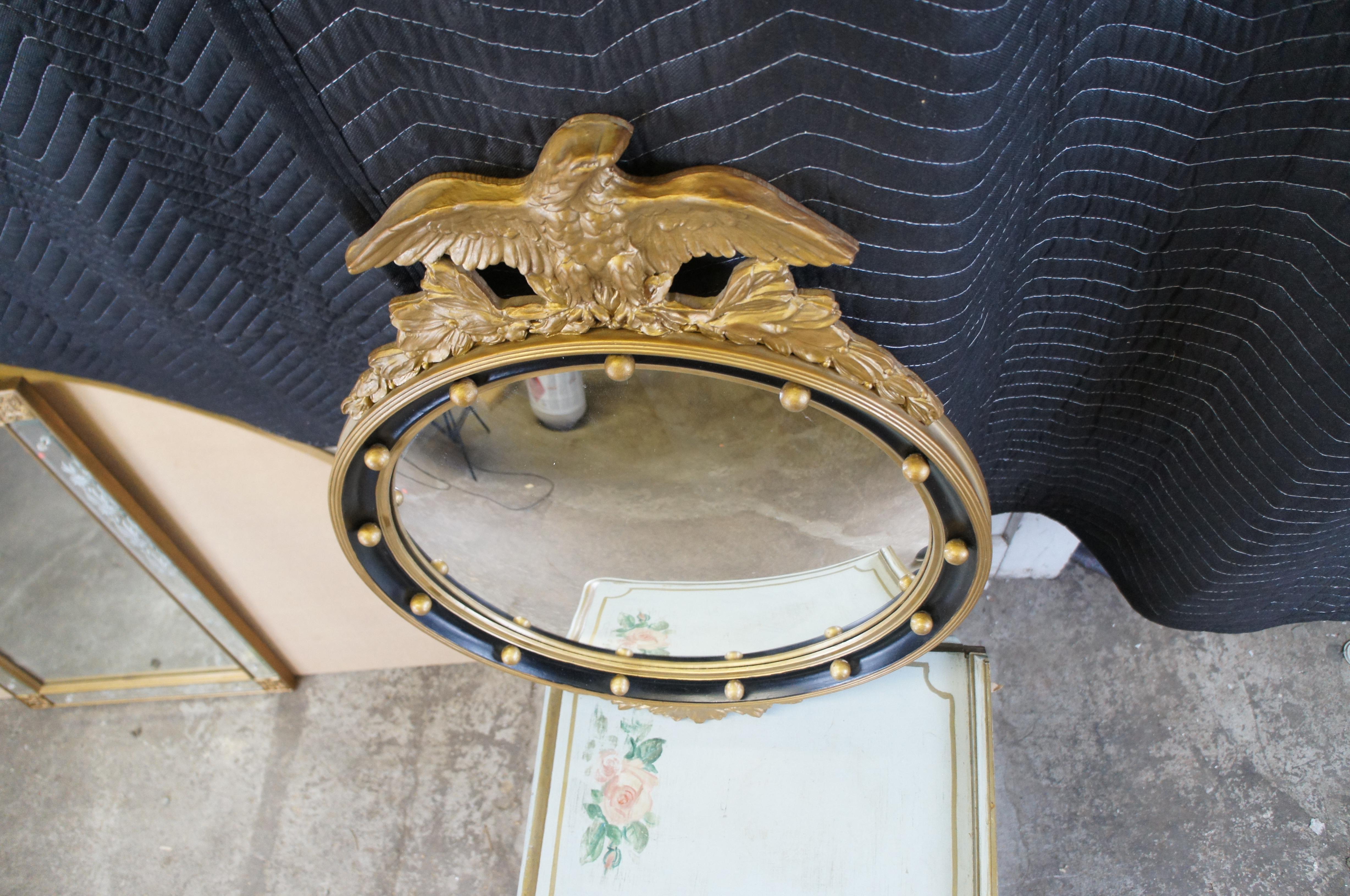 Antique Mirror del 19° secolo di Feder Eagle Bullseye Convex Rondel Wall Mirror in vendita 5
