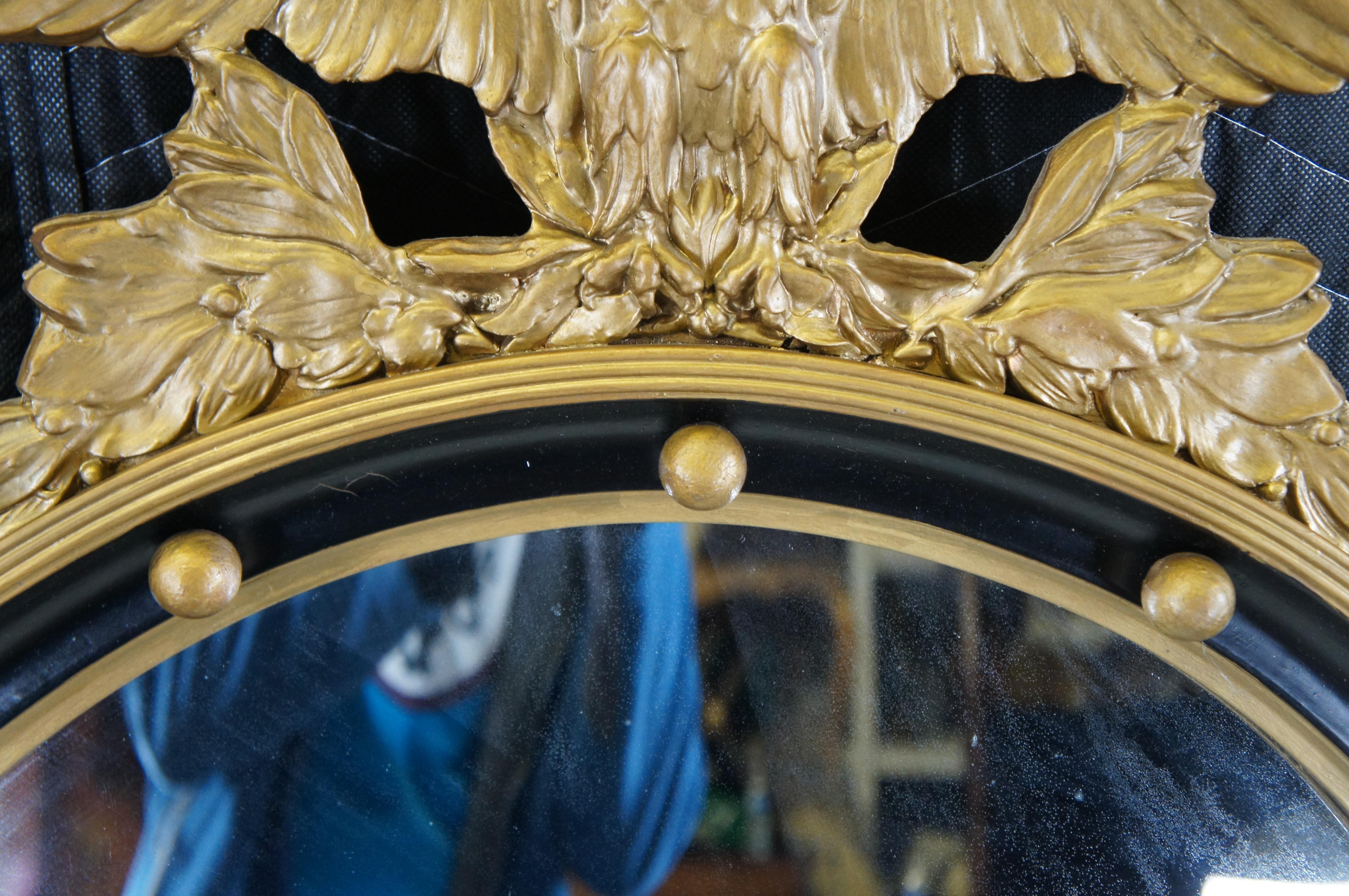 Specchio Antique Mirror del 19° secolo di Feder Eagle Bullseye Convex Rondel Wall Mirror in vendita