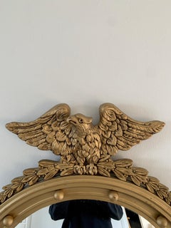 Antique 19th Century American Federal Giltwood Eagle Bullseye Convex Mirror