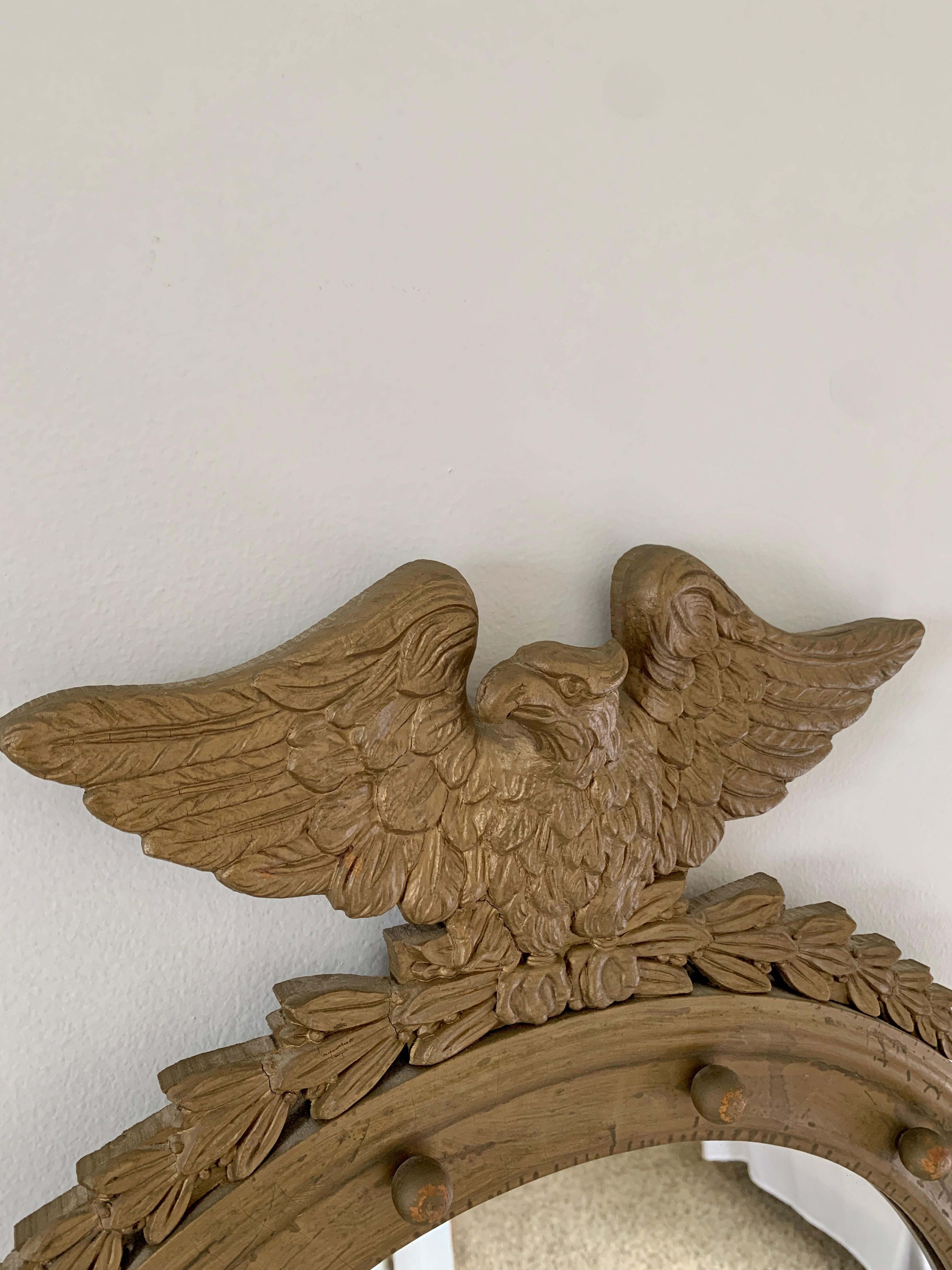 Antique 19th Century American Federal Giltwood Eagle Mirror 5