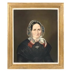 Antique 19th Century American Female Portrait Painting