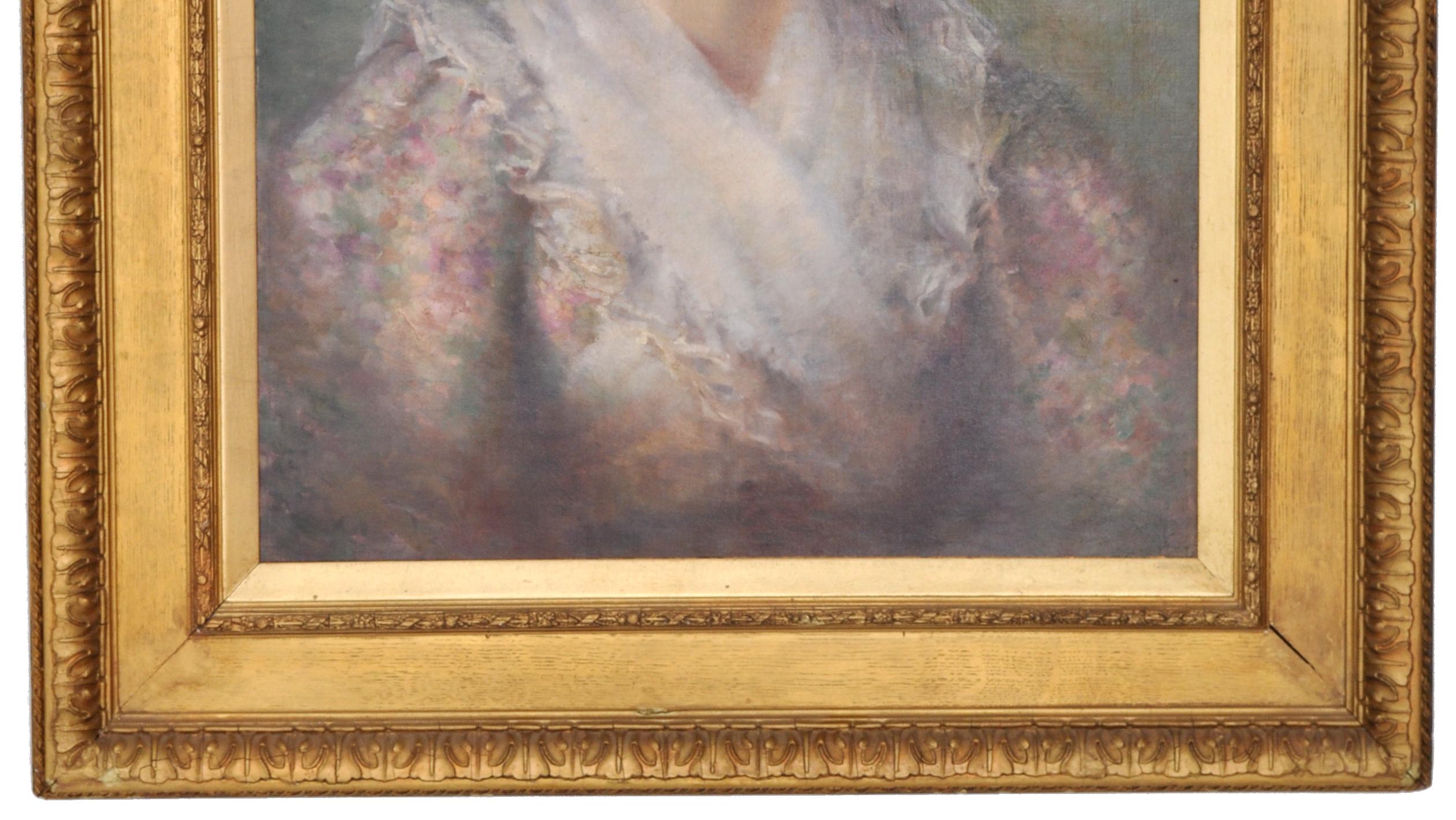 Victorian Antique 19th Century American Impressionist Female Portrait Painting, circa 1890 For Sale