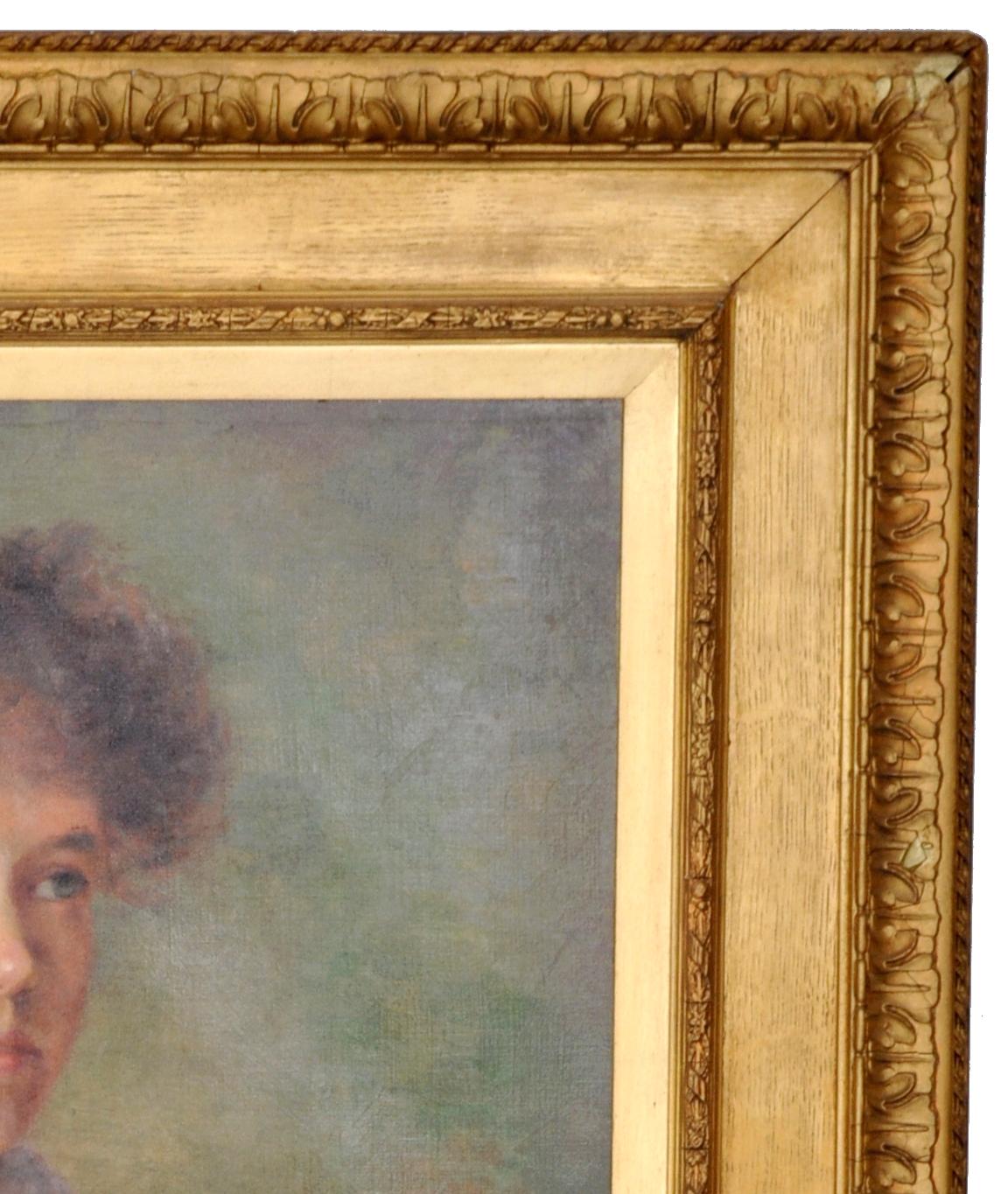 Antique 19th Century American Impressionist Female Portrait Painting, circa 1890 For Sale 1