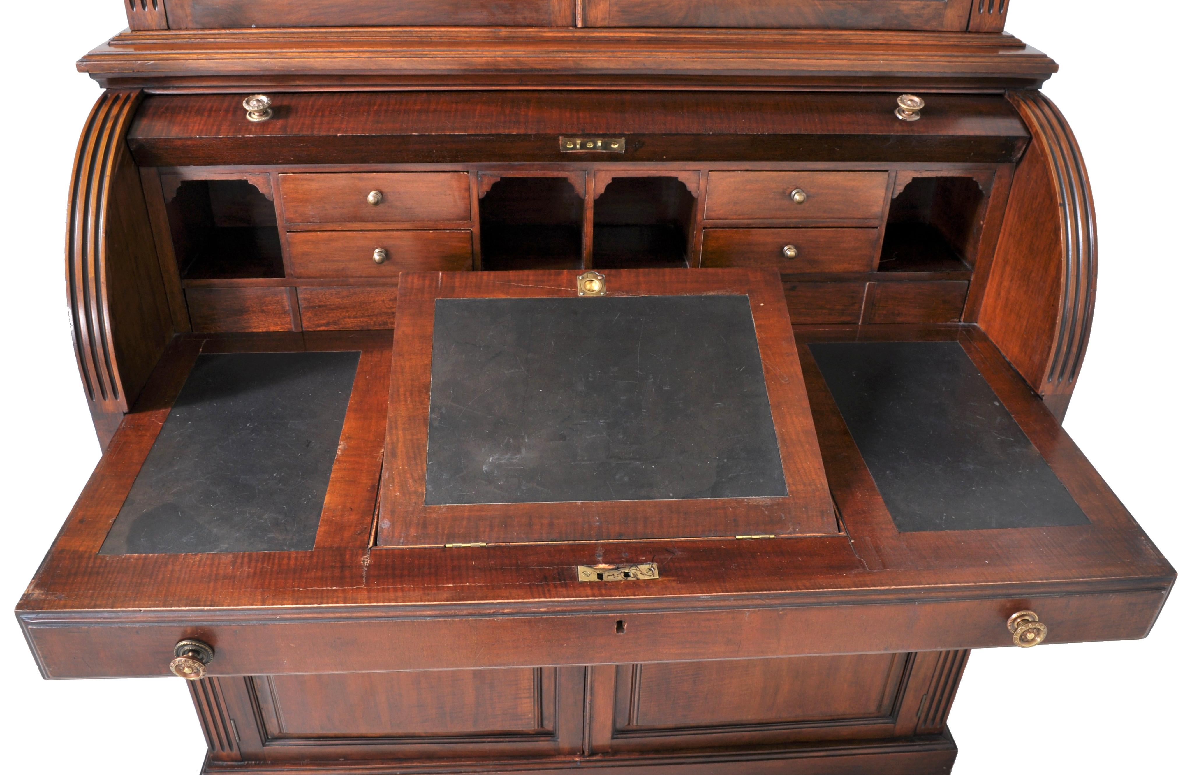19th Century American Mahogany Cylinder Bookcase/Secretary/Desk, circa 1860 6