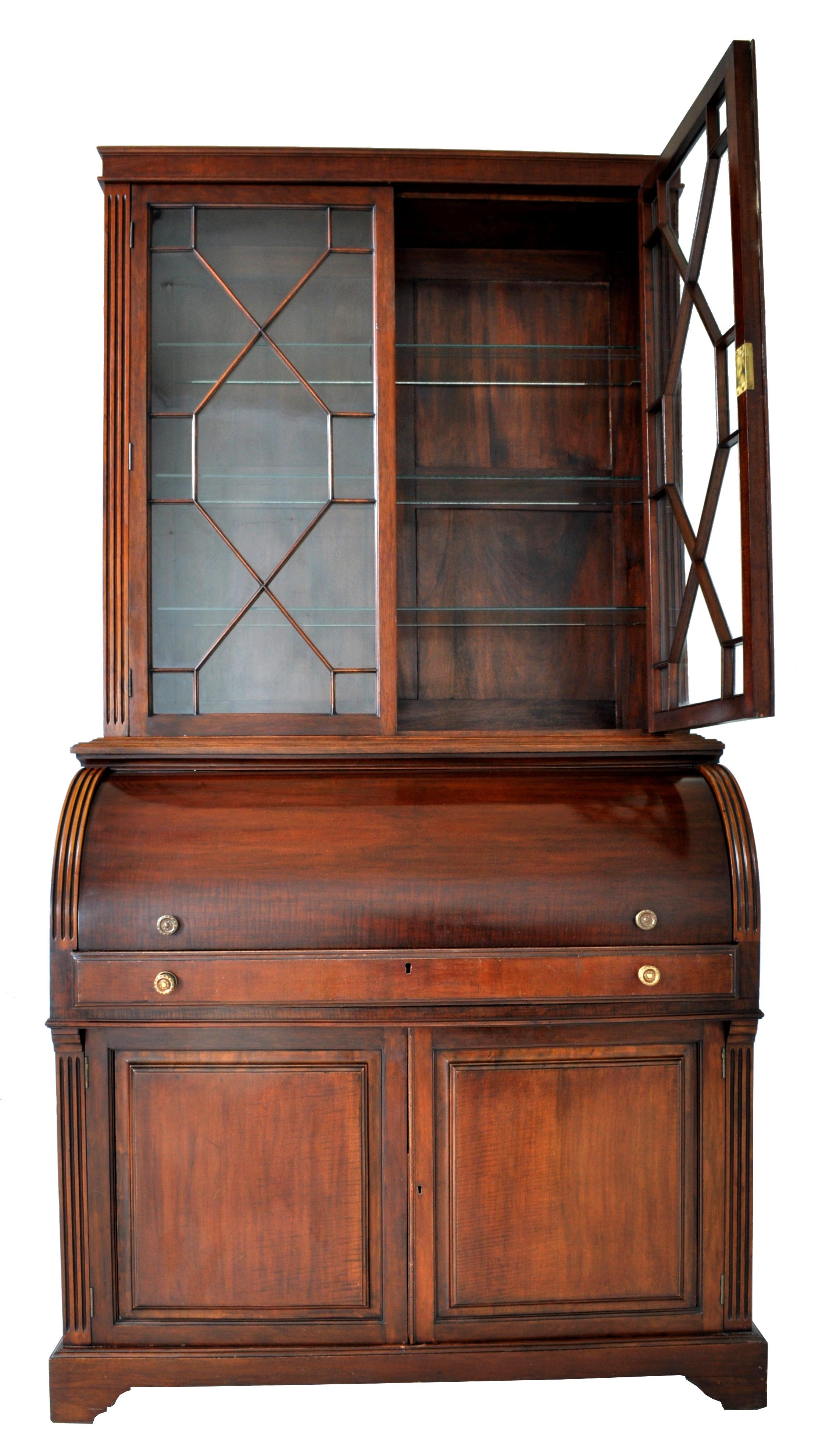 19th Century American Mahogany Cylinder Bookcase/Secretary/Desk, circa 1860 1