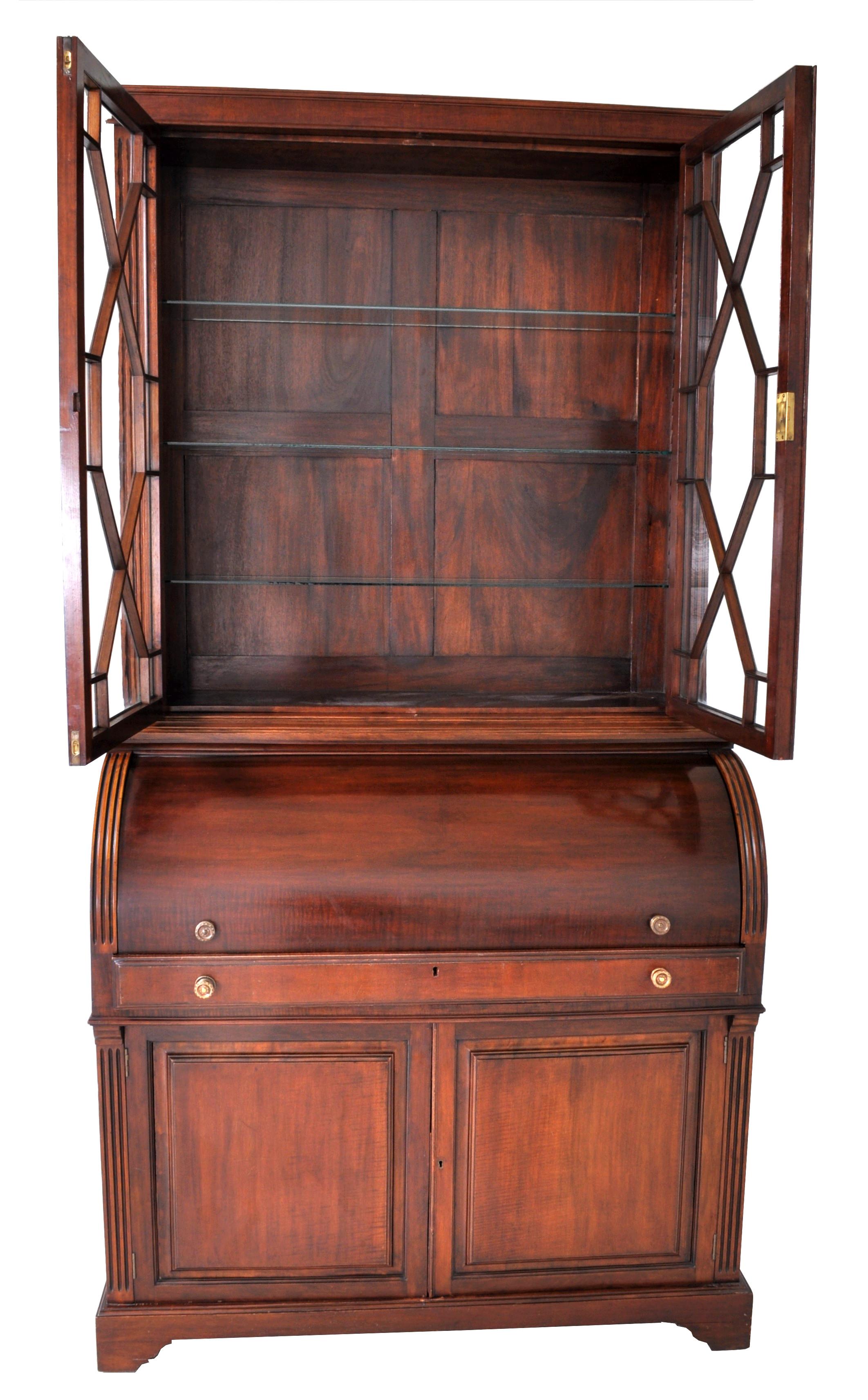 19th Century American Mahogany Cylinder Bookcase/Secretary/Desk, circa 1860 2