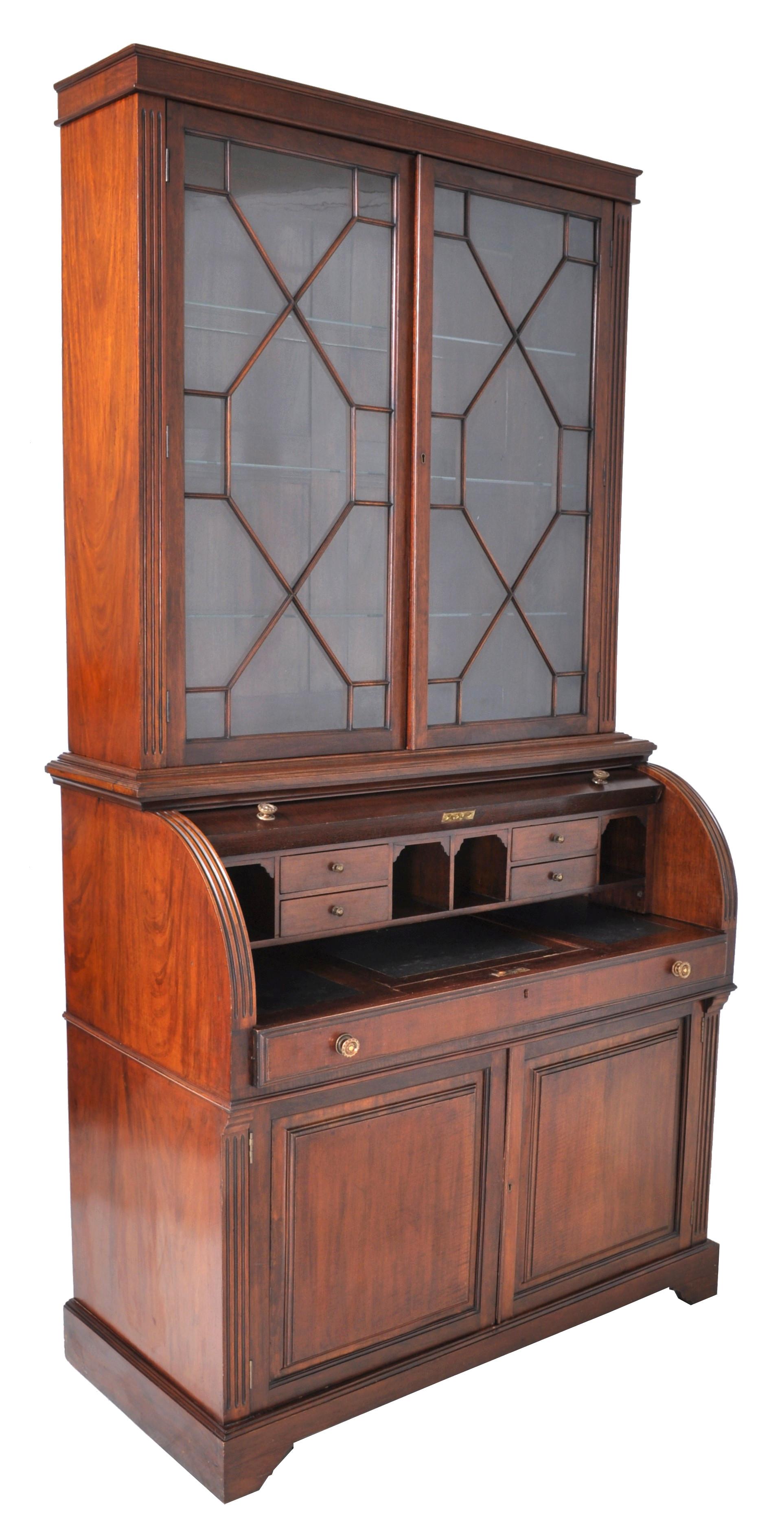 19th Century American Mahogany Cylinder Bookcase/Secretary/Desk, circa 1860 3