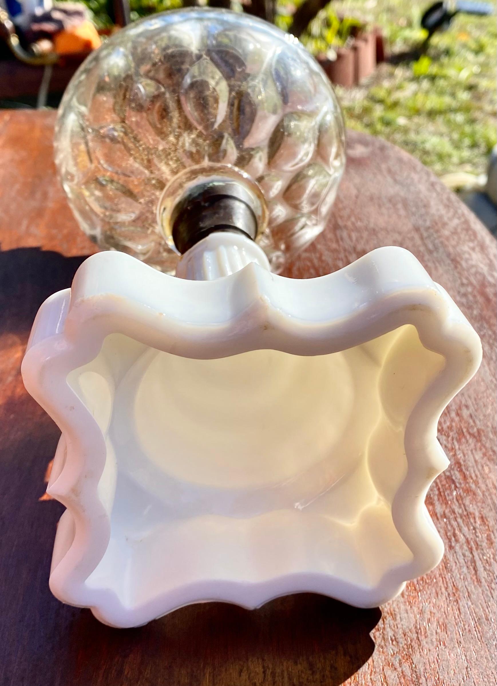 Antique 19th Century American Milk Glass Oil Lamp  For Sale 10