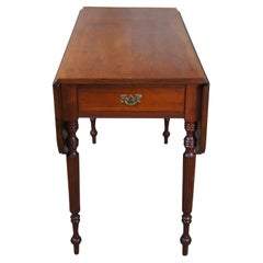 Antico tavolo da pranzo a foglia rovesciata in ciliegio Sheraton del 19° secolo, tavolo da pranzo consolle da 40 pollici