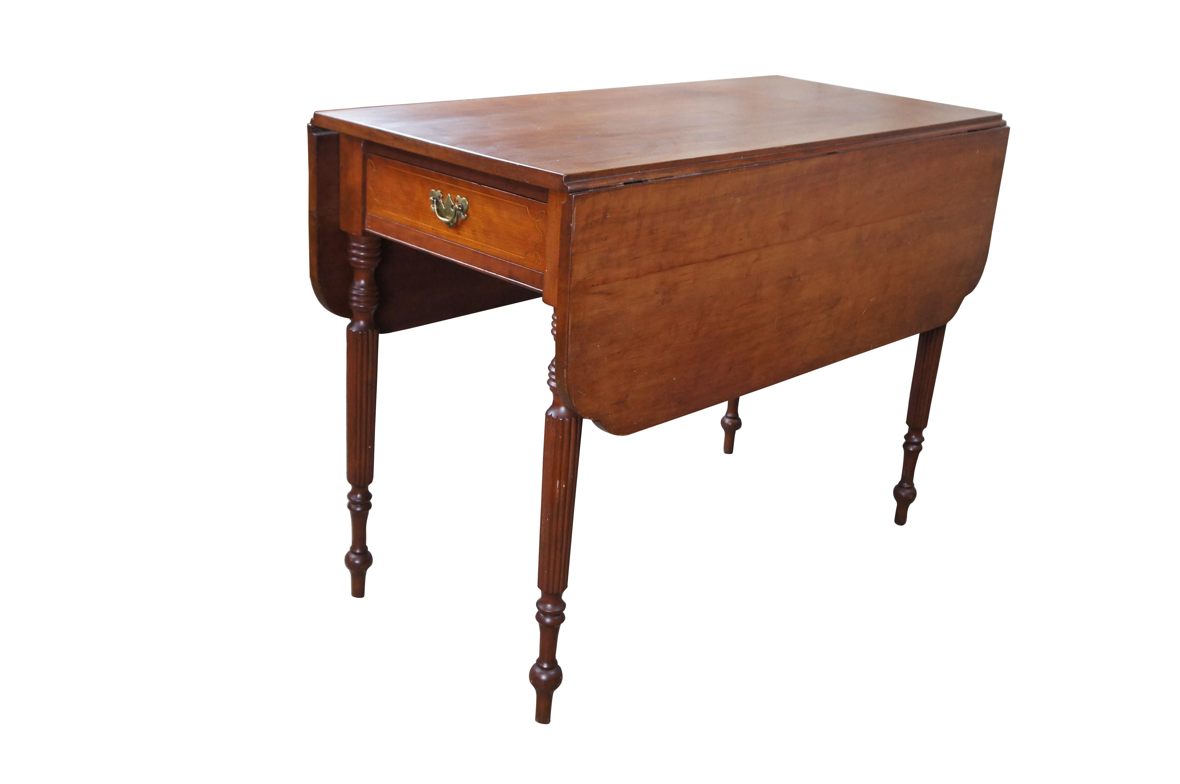 Antique 19th Century American Sheraton Cherry Drop Leaf Dining Console Table 40