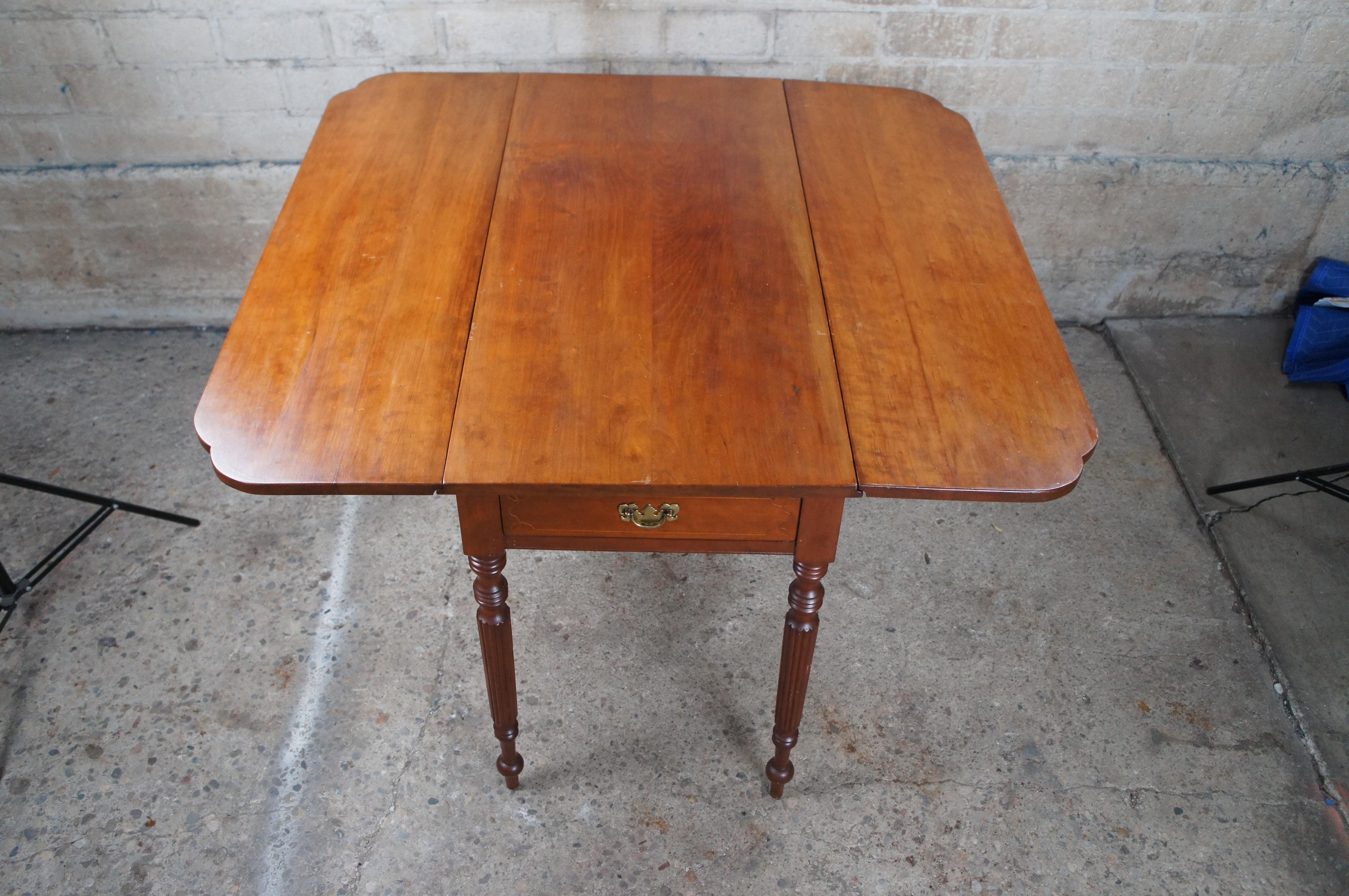 Antique 19th Century American Sheraton Cherry Drop Leaf Dining Console Table 40