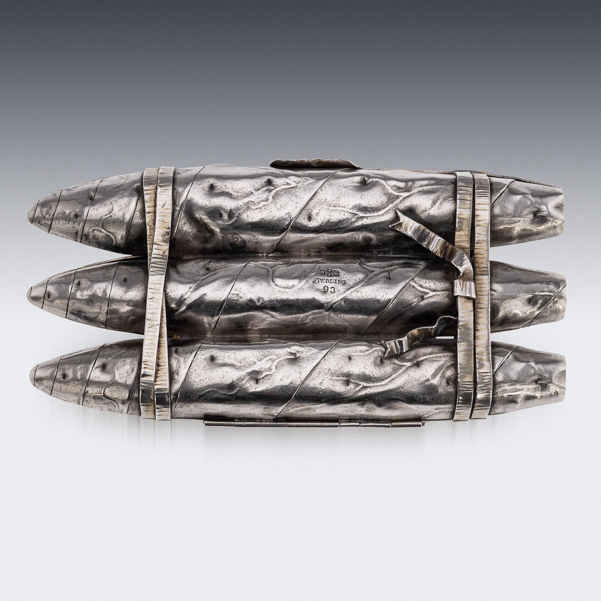 Argent Ancienne boîte à cigares en argent massif du 19e siècle, A.I.C C. Gorham, c.1880 en vente