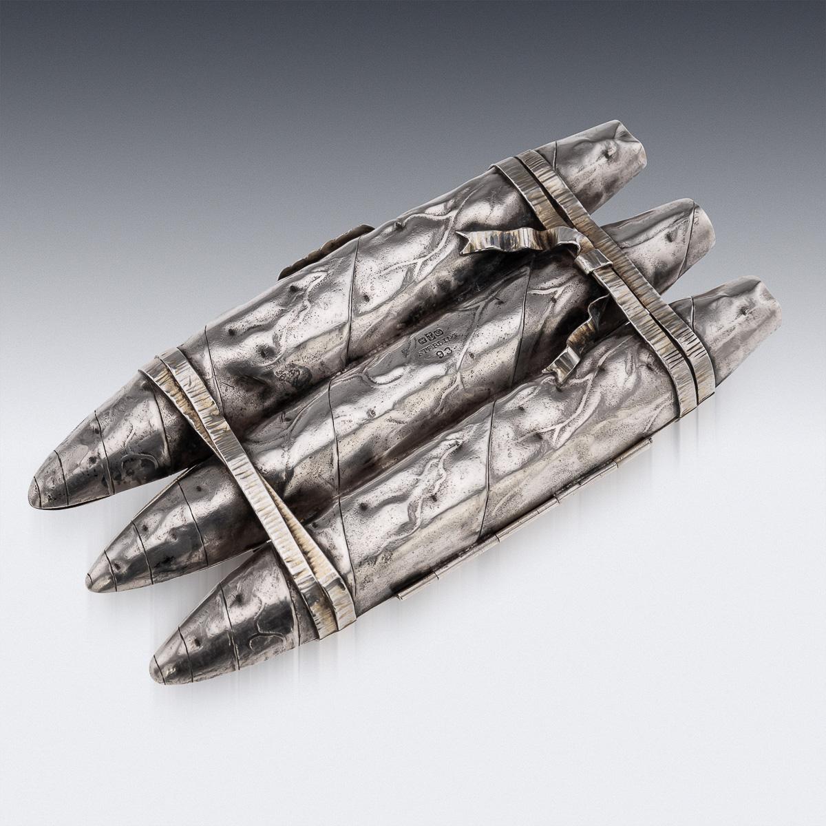 Ancienne boîte à cigares en argent massif du 19e siècle, A.I.C C. Gorham, c.1880 en vente 1
