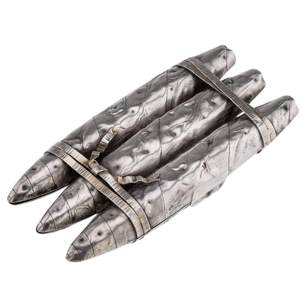 Ancienne boîte à cigares en argent massif du 19e siècle, A.I.C C. Gorham, c.1880 en vente