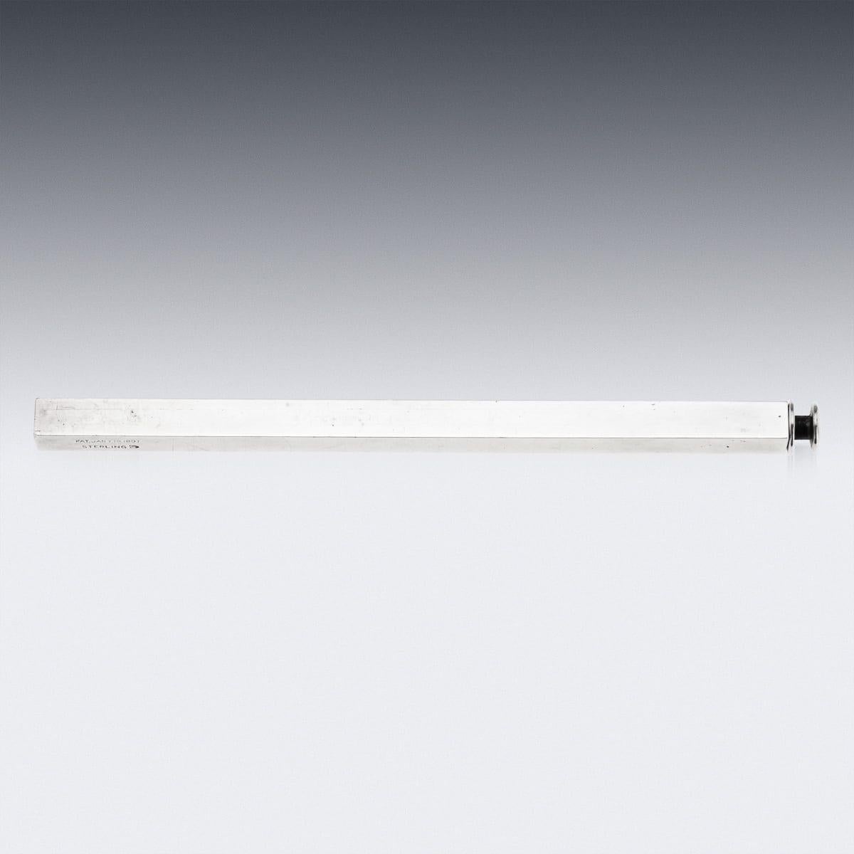 Antique 19th Century American Solid Silver Draughtsman's Extending Ruler c.1897 In Good Condition For Sale In Royal Tunbridge Wells, Kent