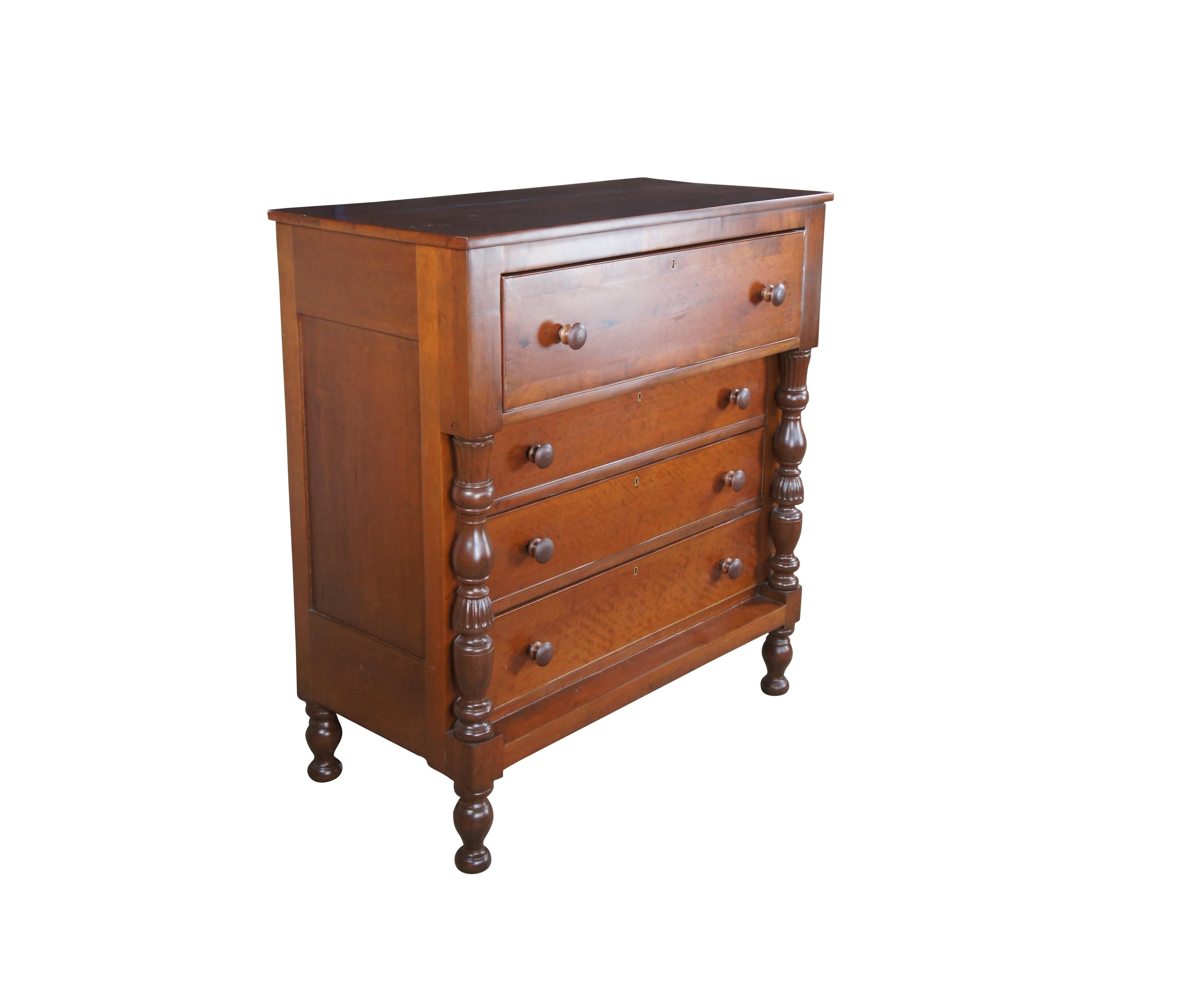 Antique 19th Century American Victorian Cherry Tallboy Dresser Chest of Drawers In Good Condition In Dayton, OH